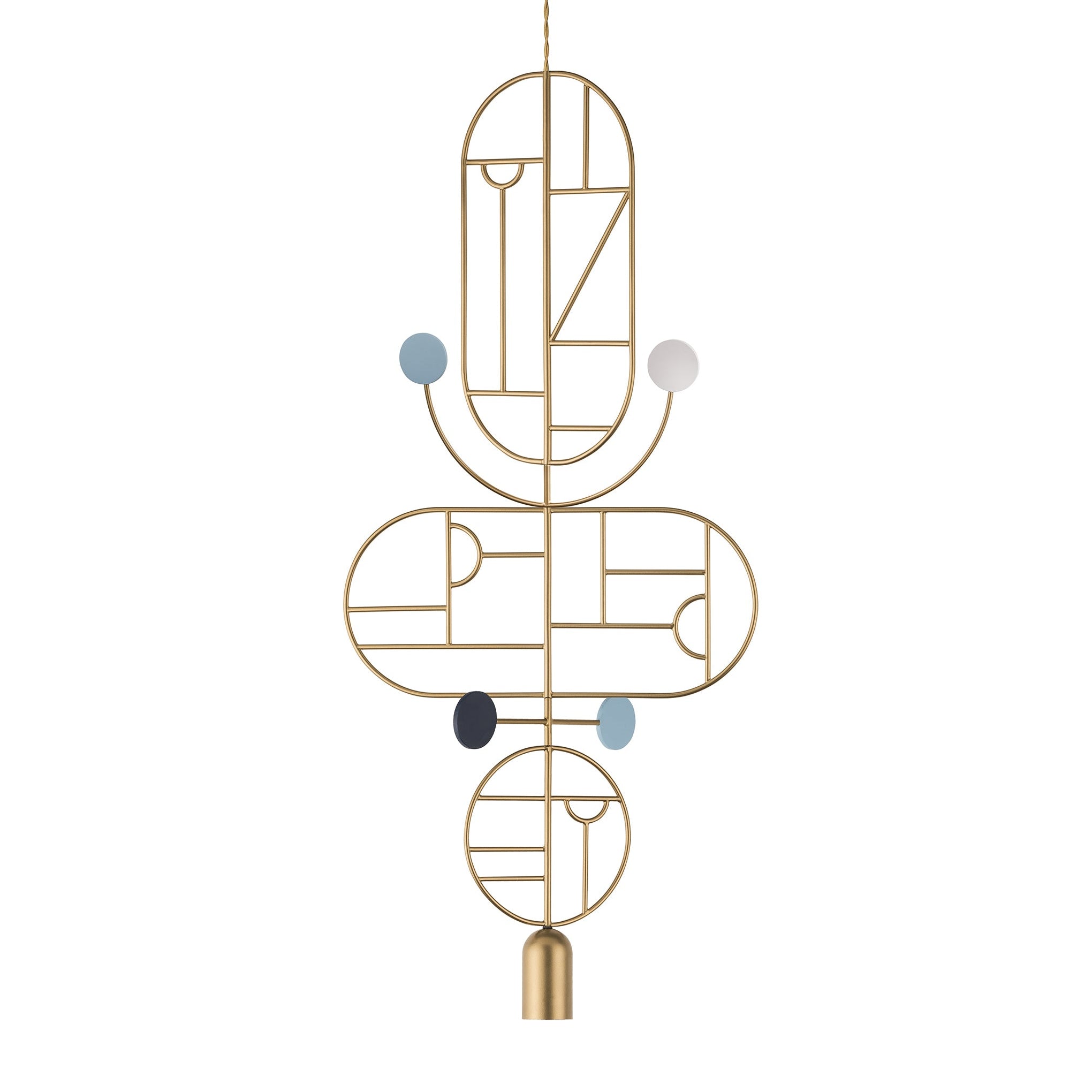 WOODEN DOTS WDS15 Pendant Lamp in Brass with Shades of Blue and White