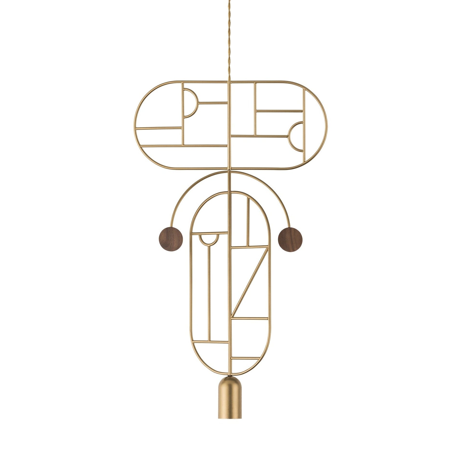 Závěsná lampa WOODEN DOTS WDS09 mosazná s ořechovým dřevem