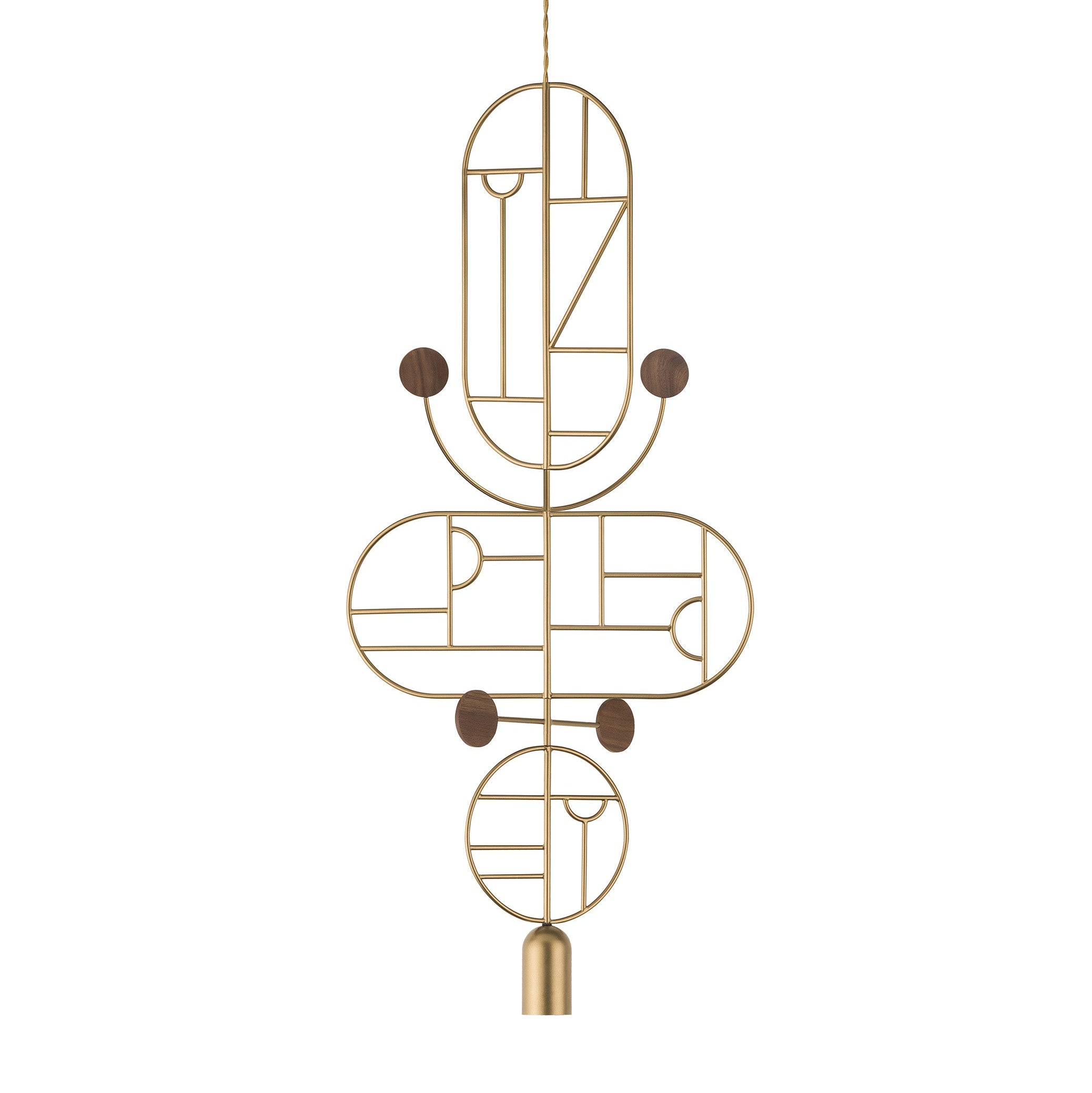 WOODEN DOTS WDS15 Pendant Lamp in Brass with Walnut Wood