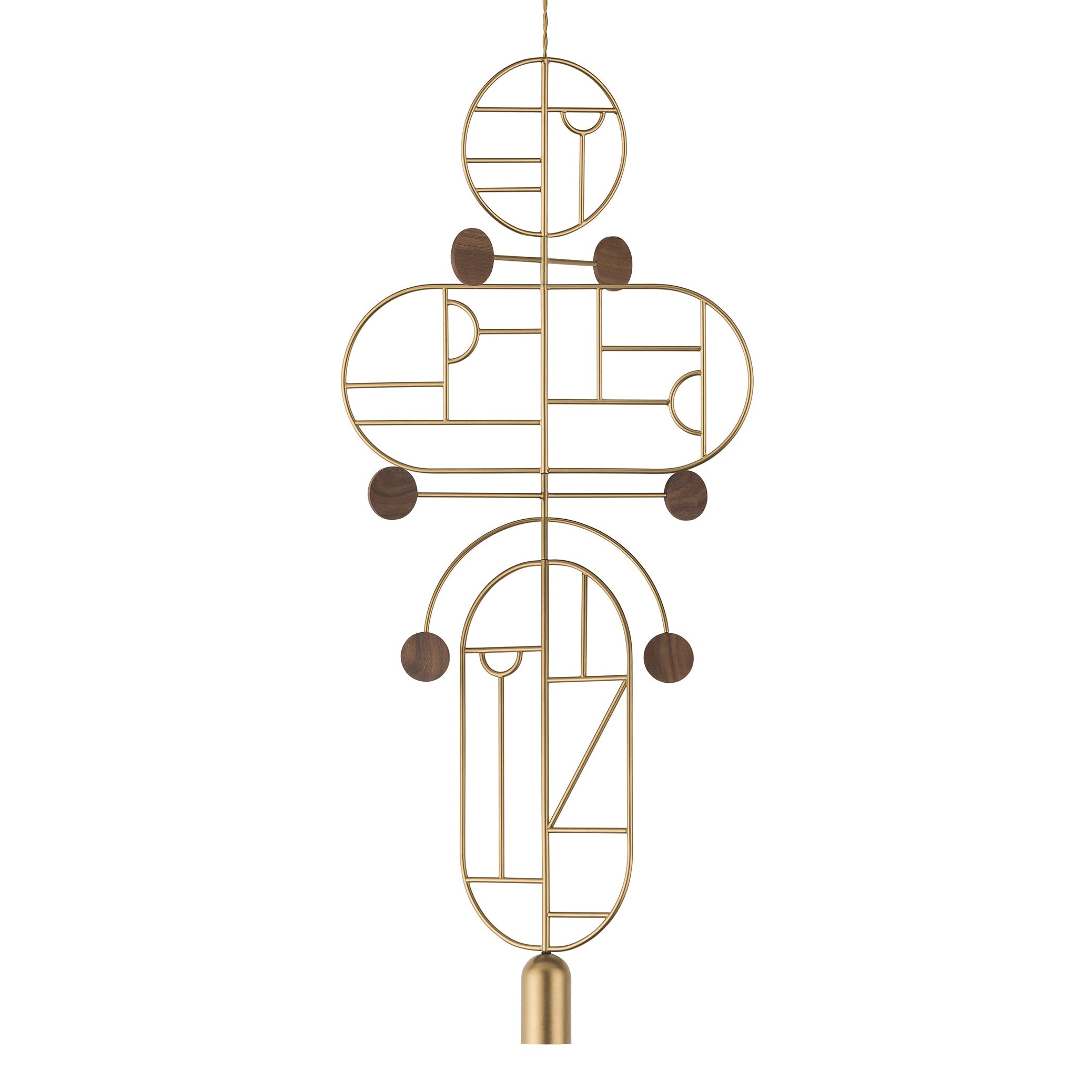 Závěsná lampa WOODEN DOTS WDS19 mosazná s ořechovým dřevem