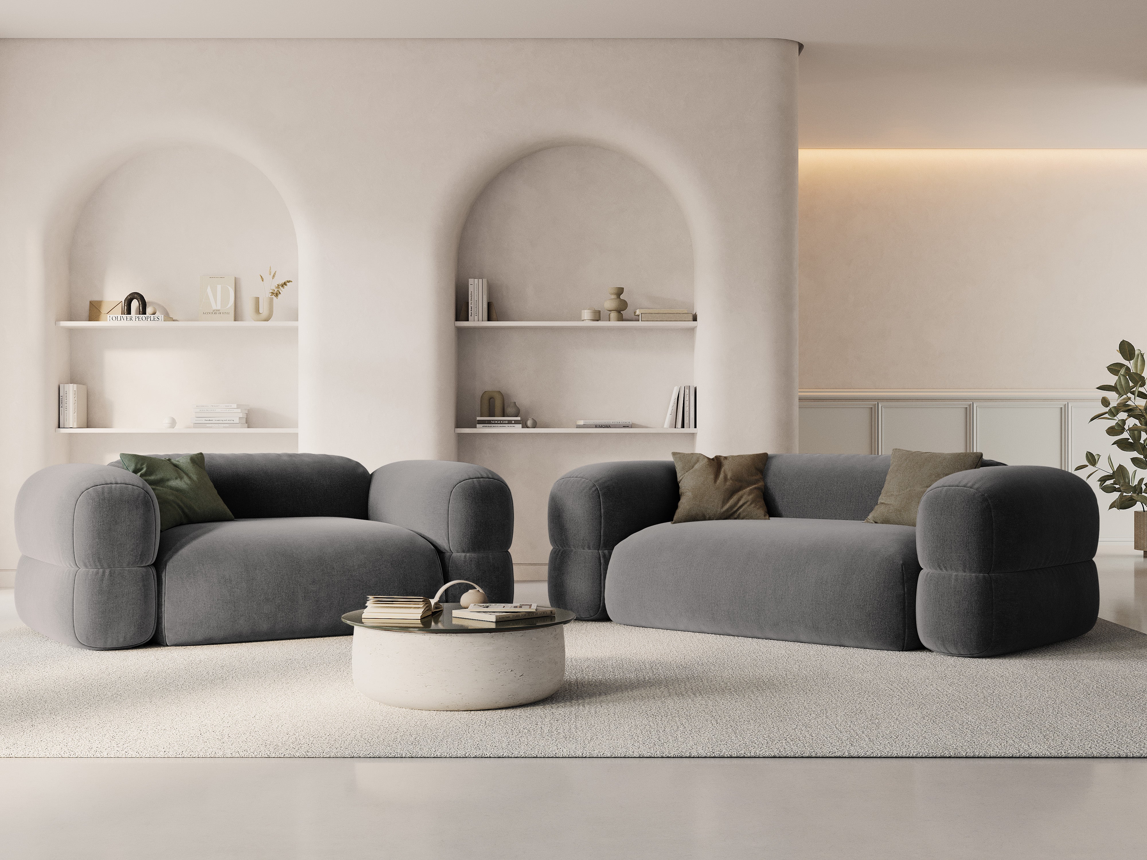 Velvet 2-Seater Sofa ROGER Gray