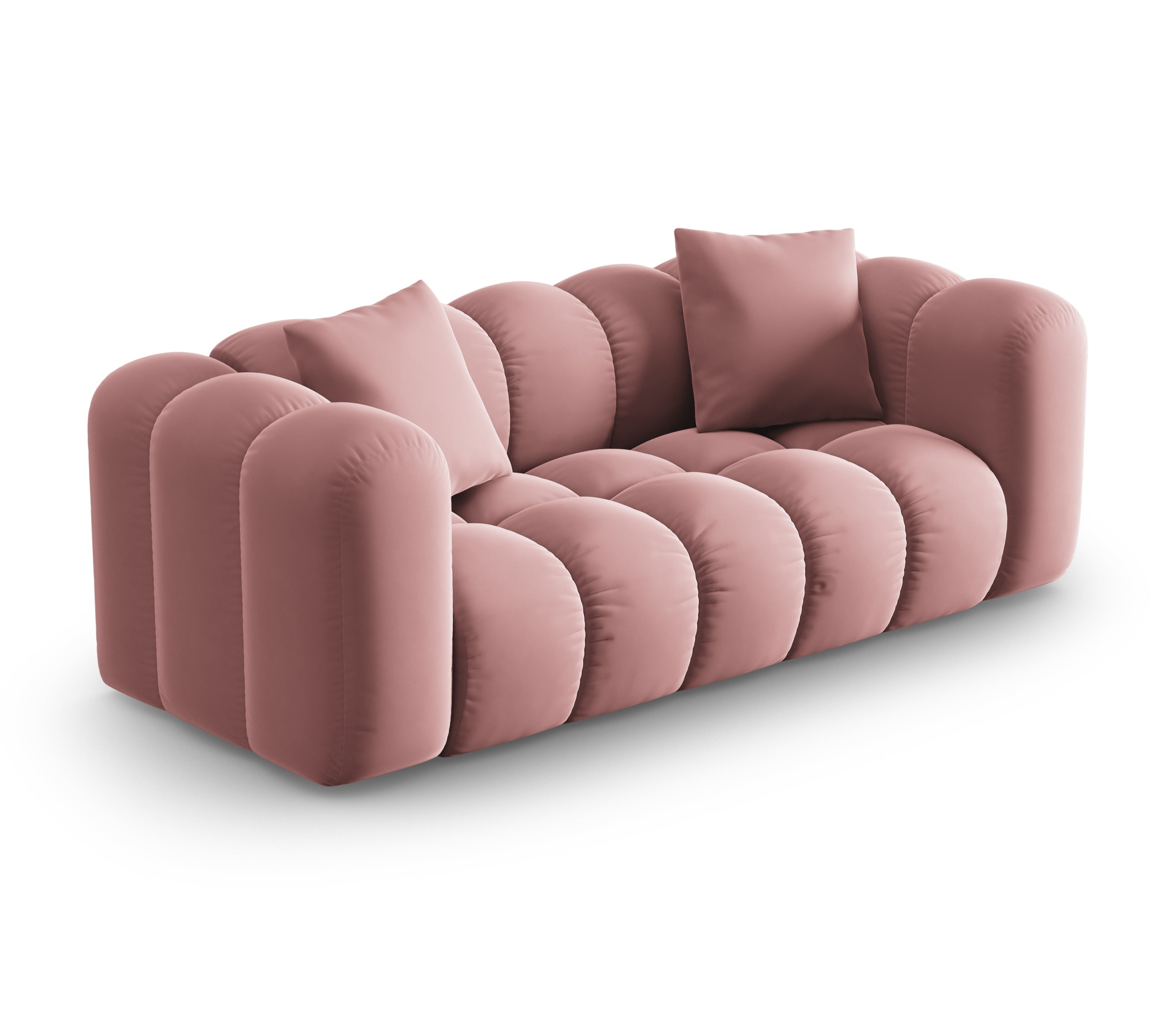 Sofa sametová 2-osobová HALLEY růžová