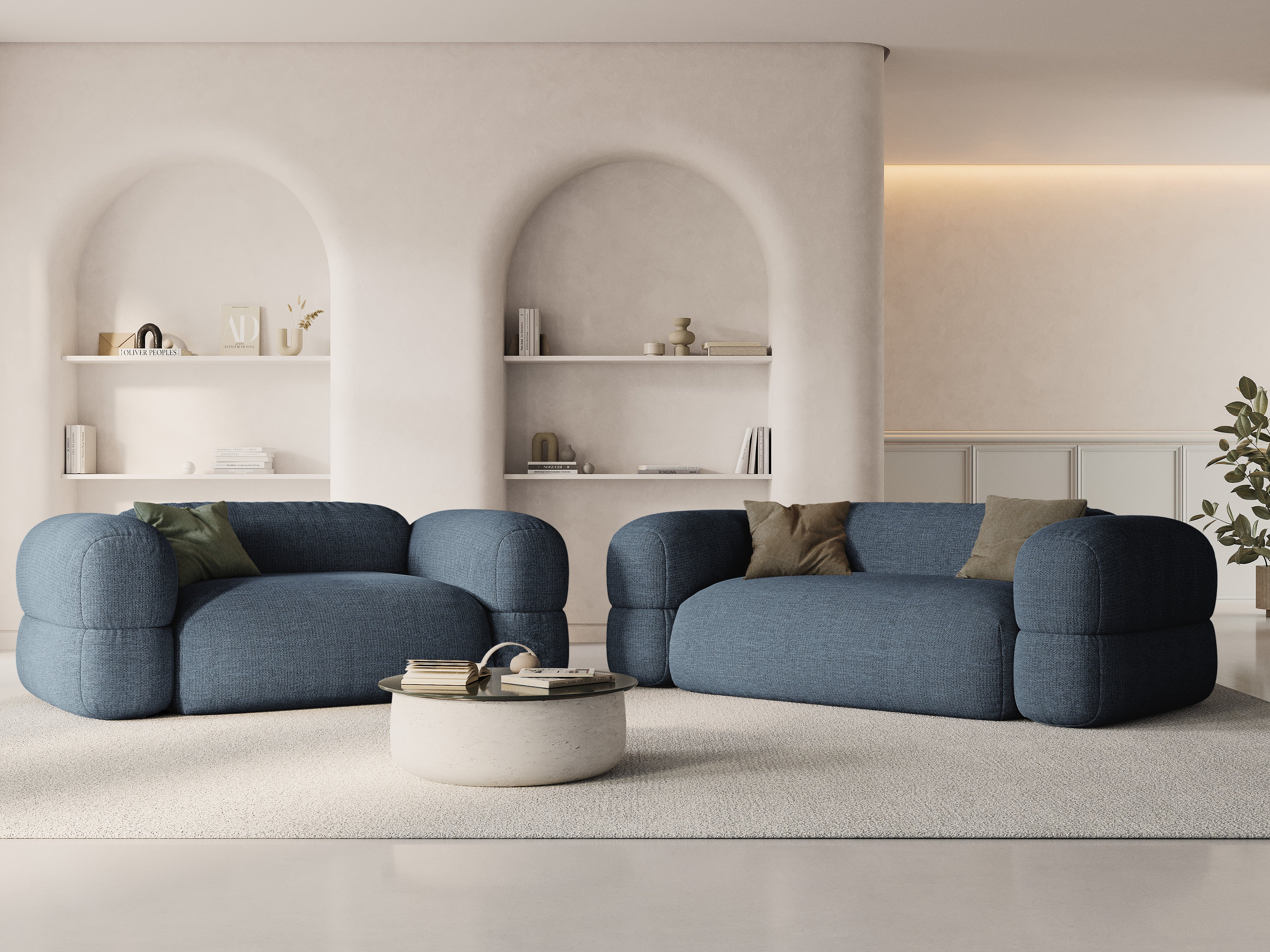 3-seater Sofa ROGER dark blue chenille