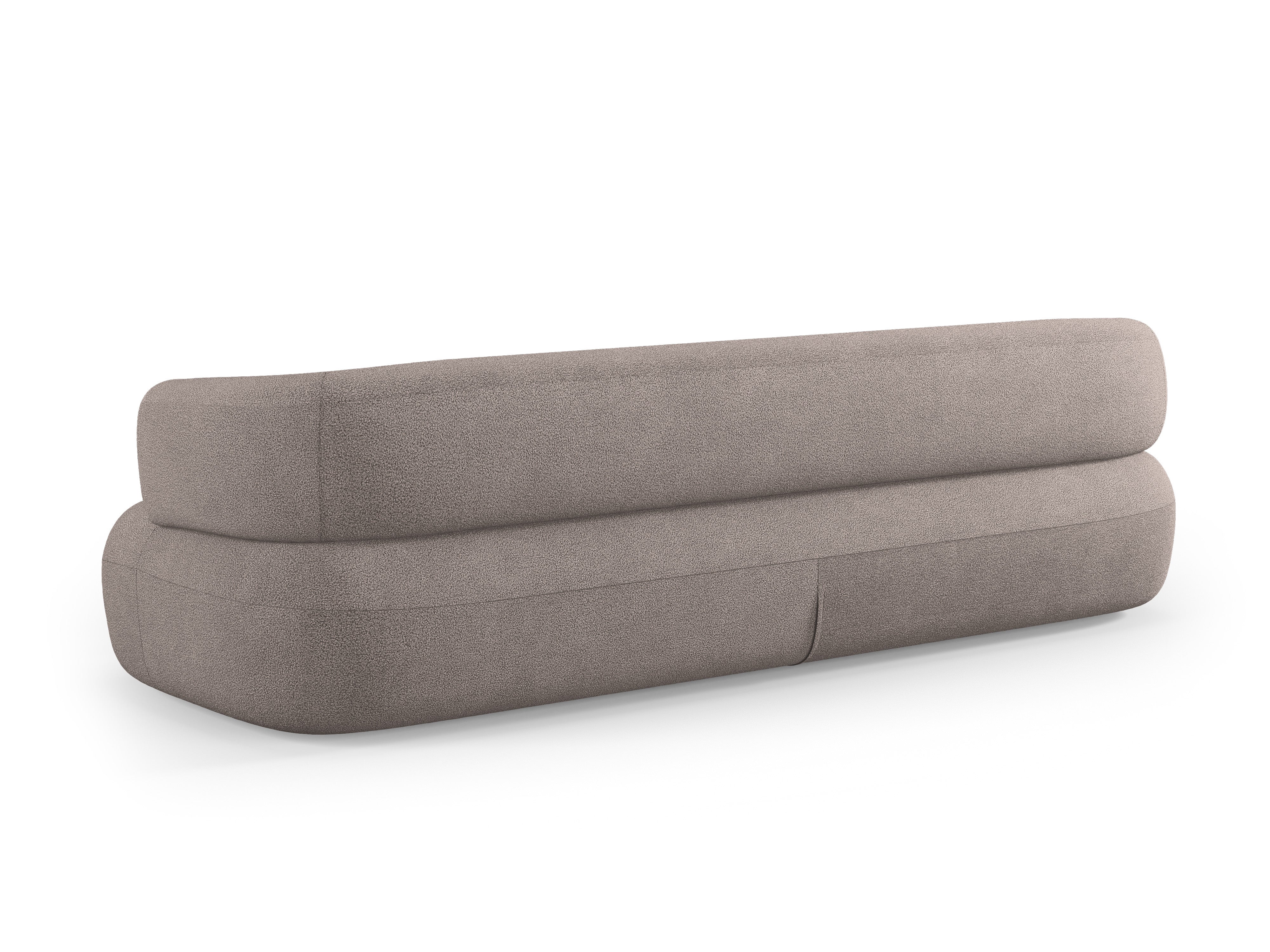 Sofa pro 3-5 osob je ALDRIN v jasně hnědé bouclé.
