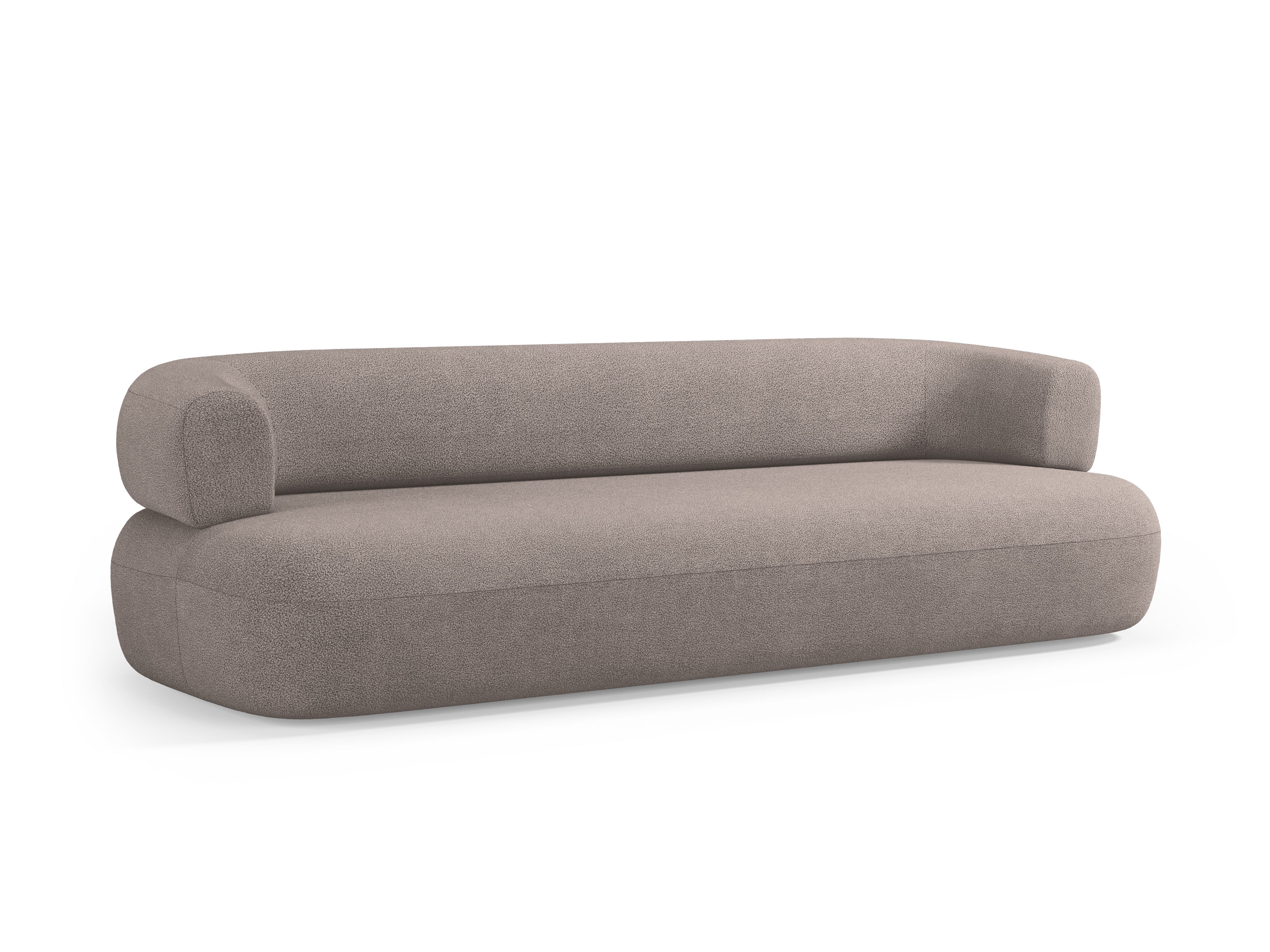 Sofa pro 3-5 osob je ALDRIN v jasně hnědé bouclé.