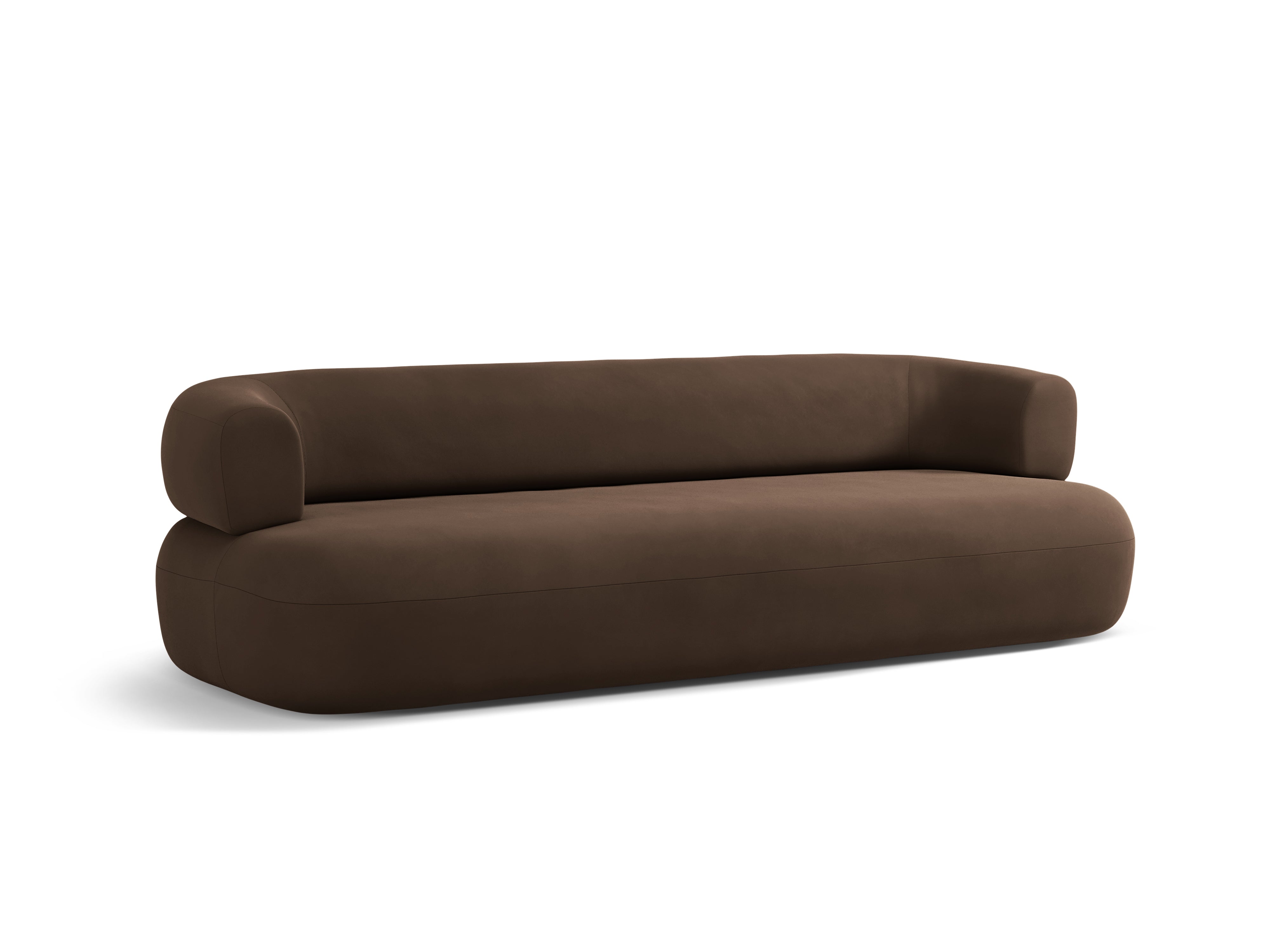 Sofa z sametu 4-osobowa ALDRIN v barvě čokolády