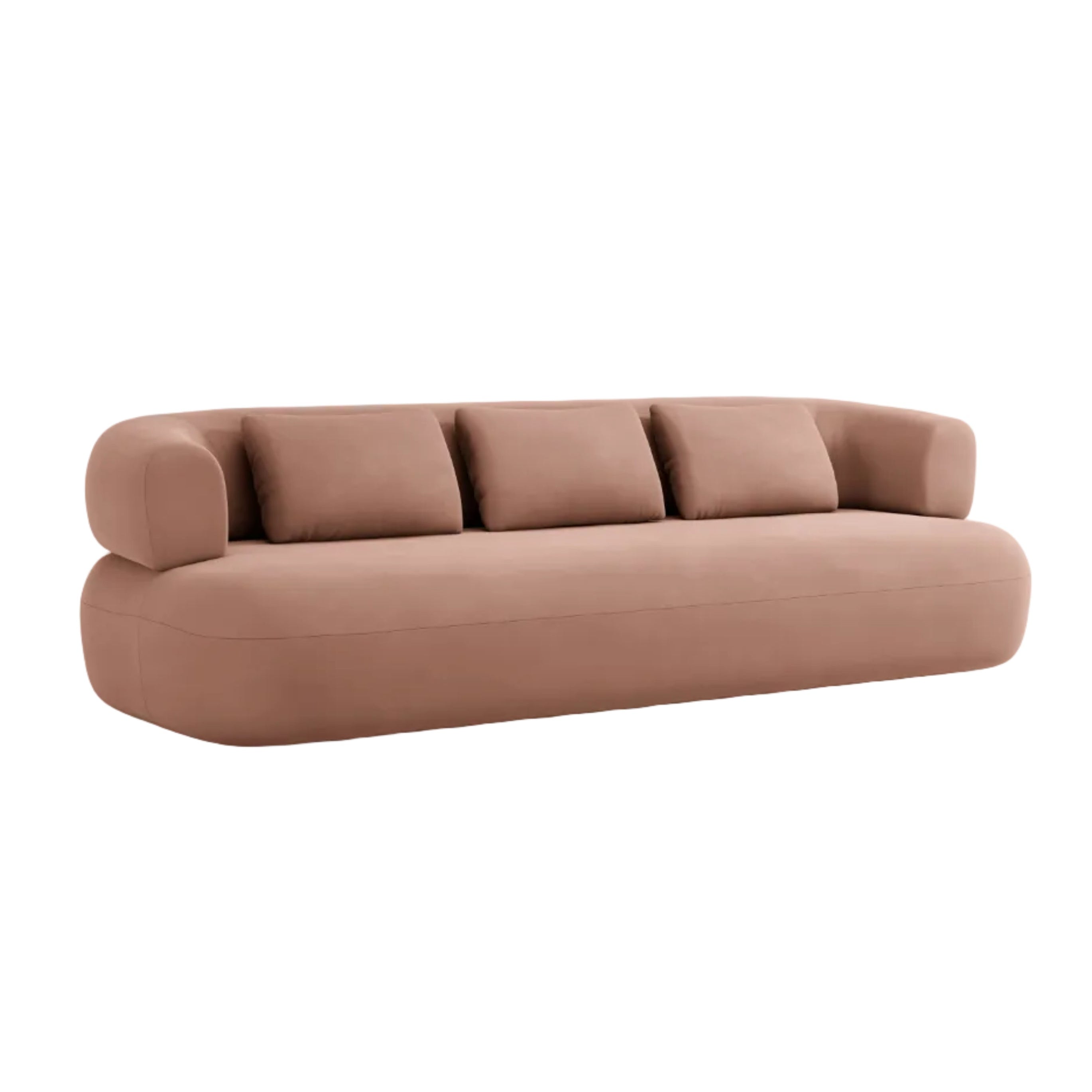 Sofa z aksamitného materiálu pro 4 osoby ALDRIN v růžové barvě