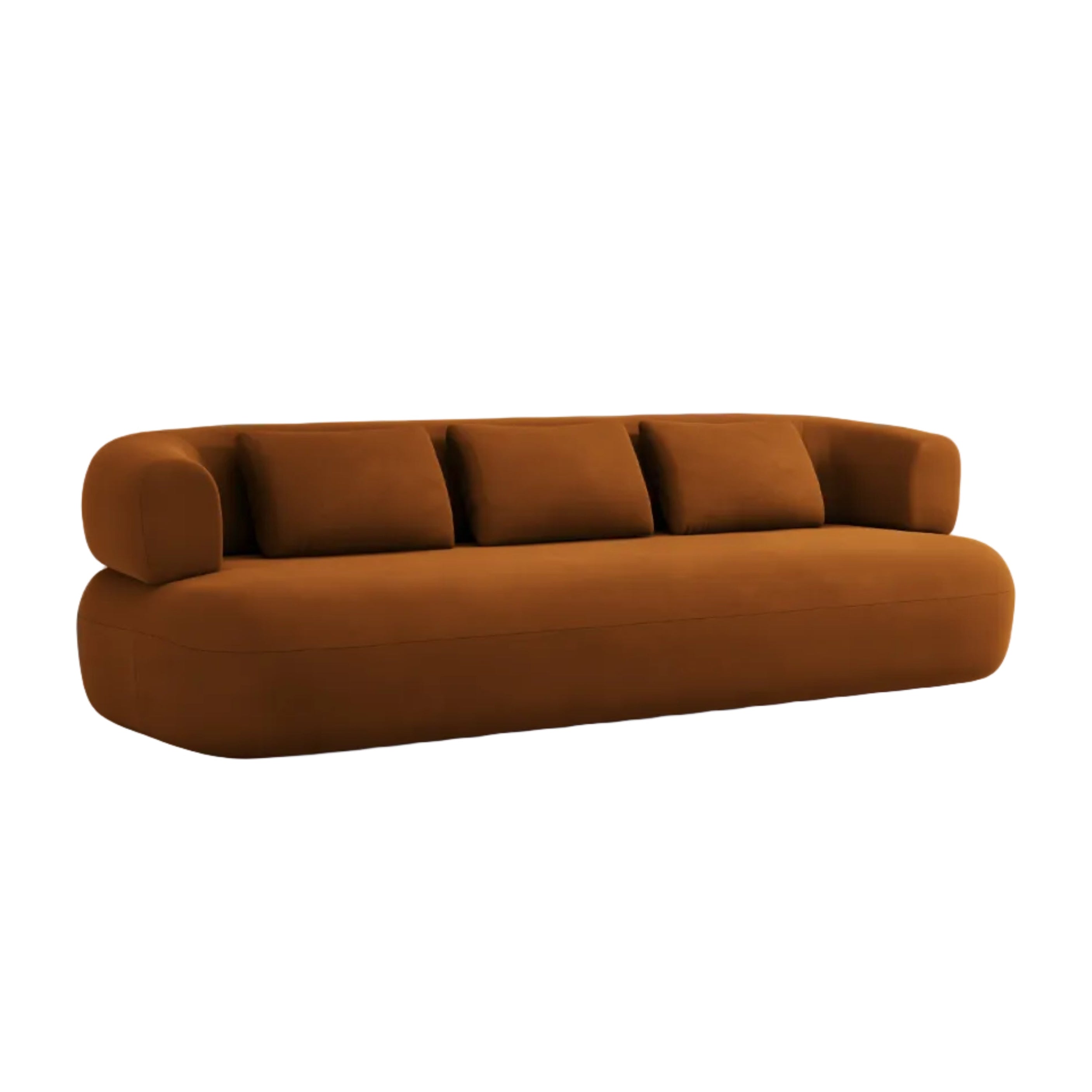 Sofa z aksamitné látky pro 4 osoby ALDRIN v cihlové barvě