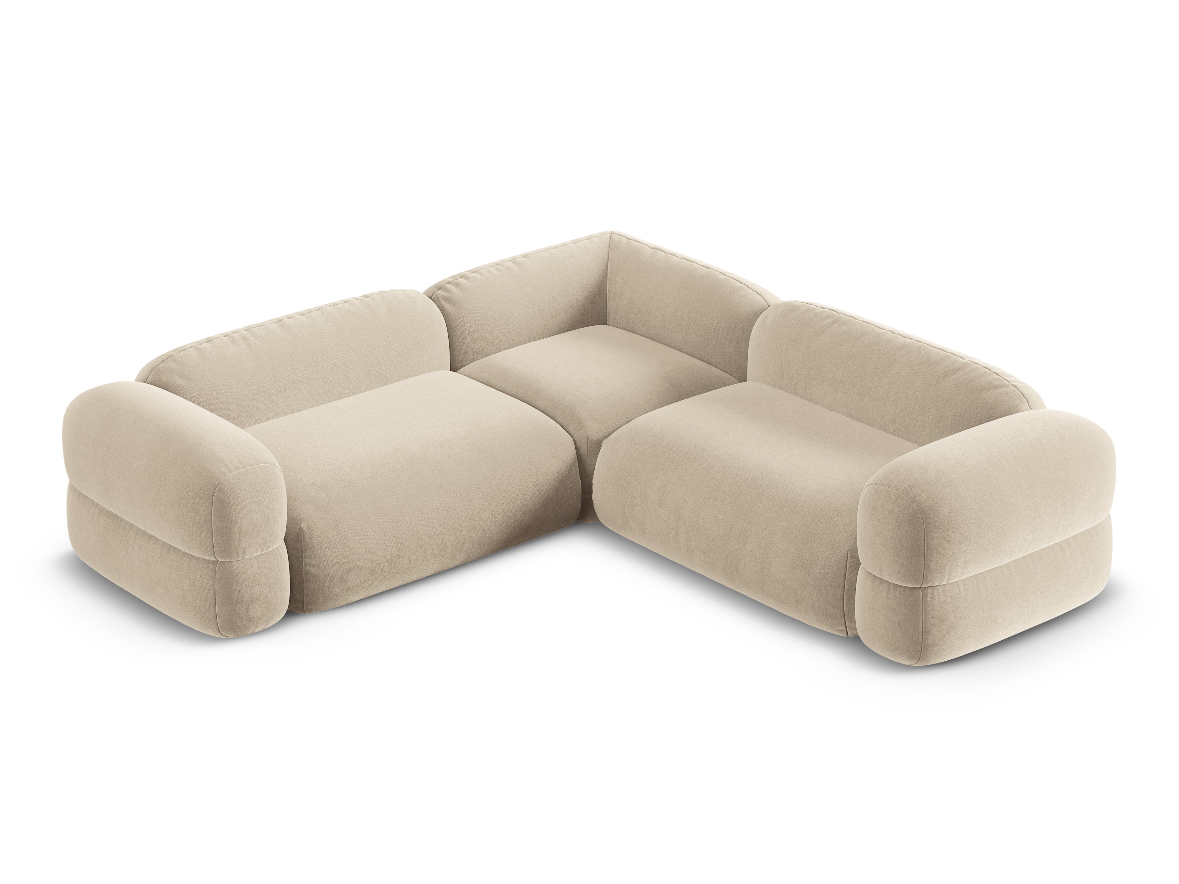 Symmetrical Velvet Corner Sofa ROGER Light Beige