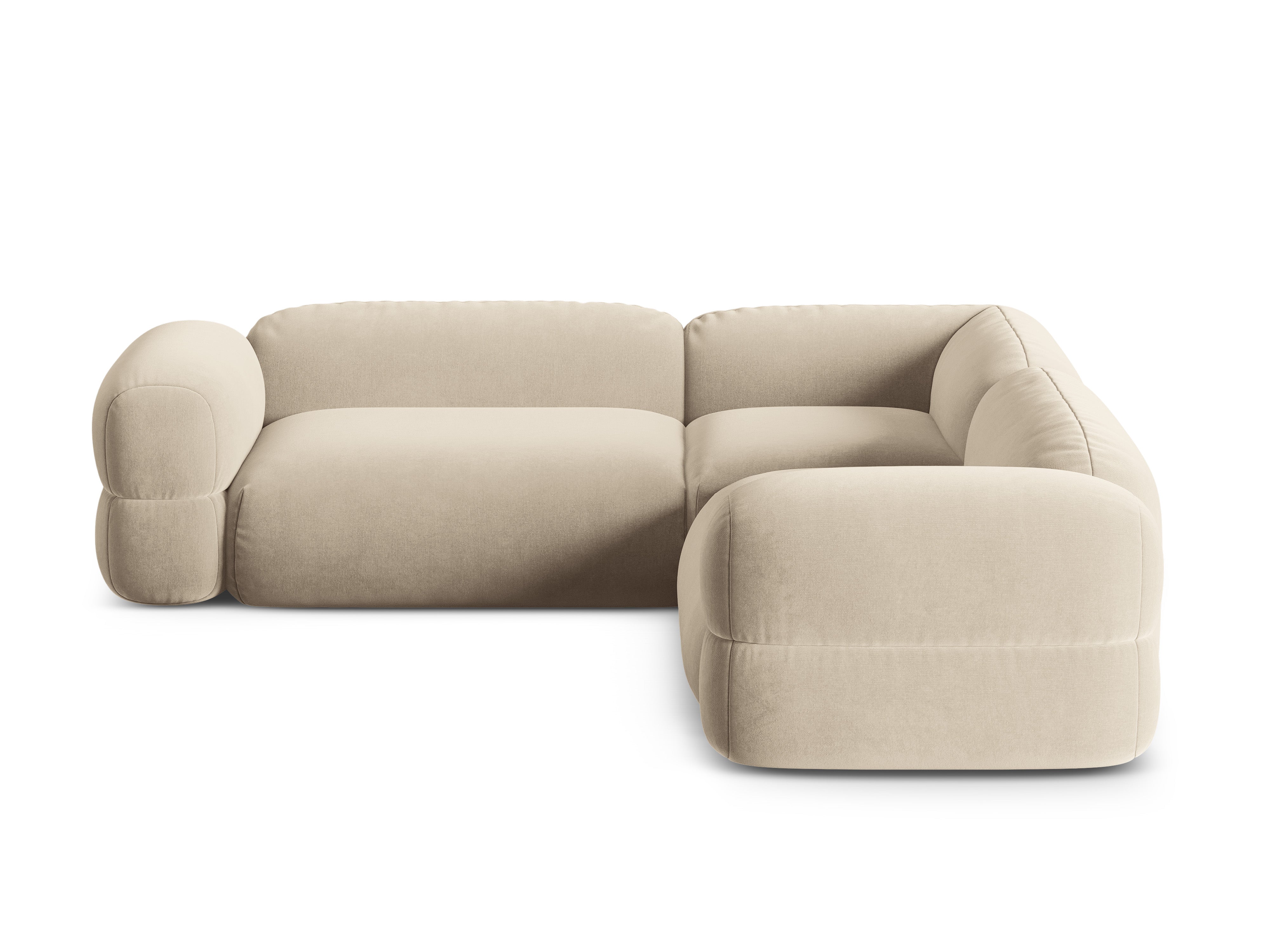 Symmetrical Velvet Corner Sofa ROGER Light Beige