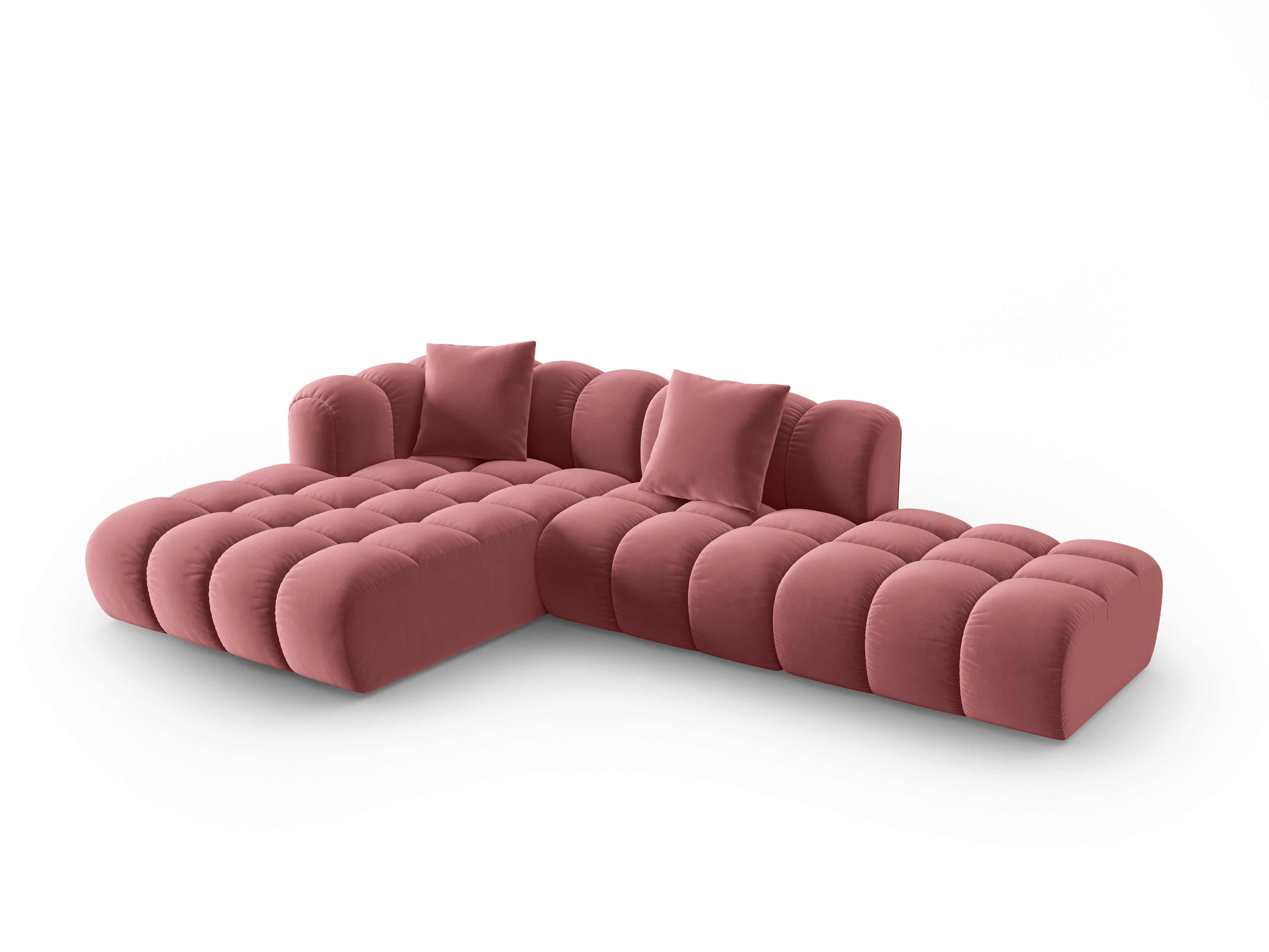 Open Left-Arm Velvet Corner Sofa ASTRO Pink