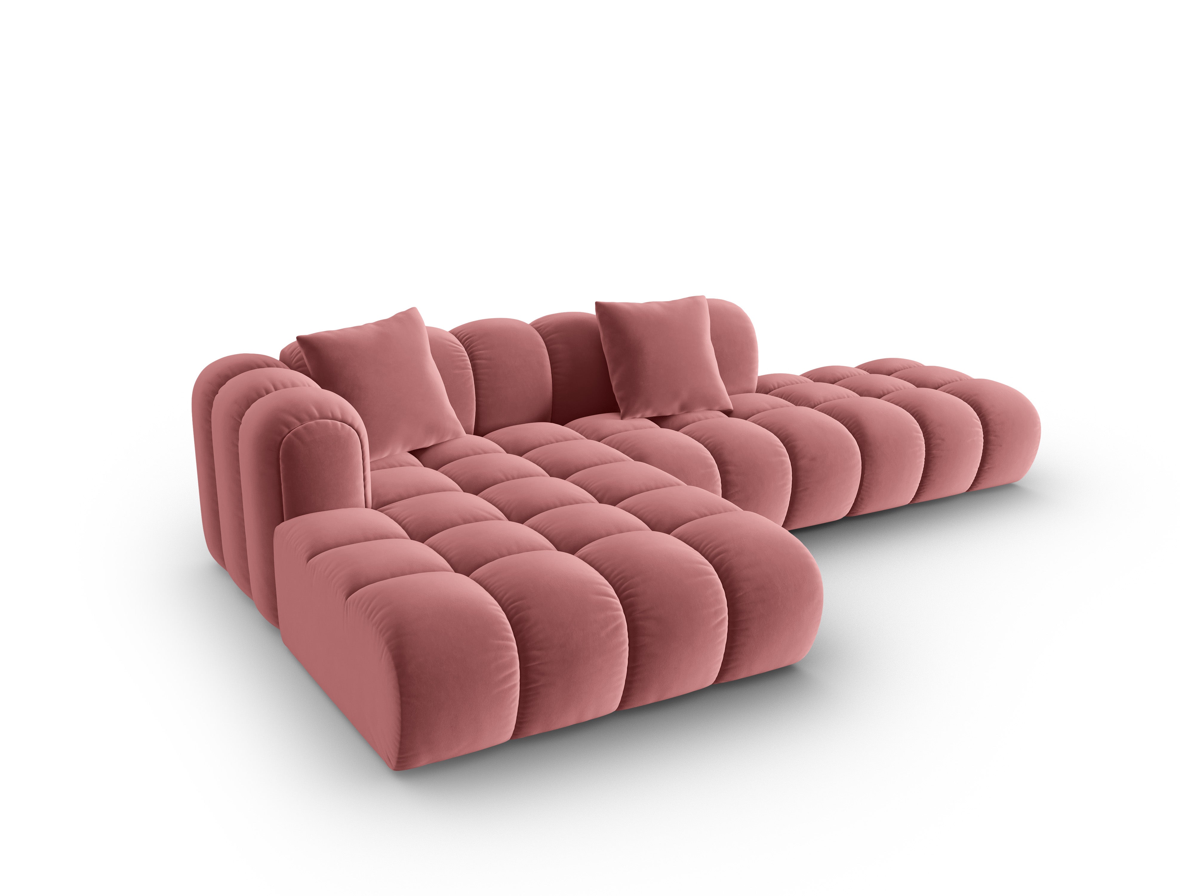 Open Left-Arm Velvet Corner Sofa ASTRO Pink