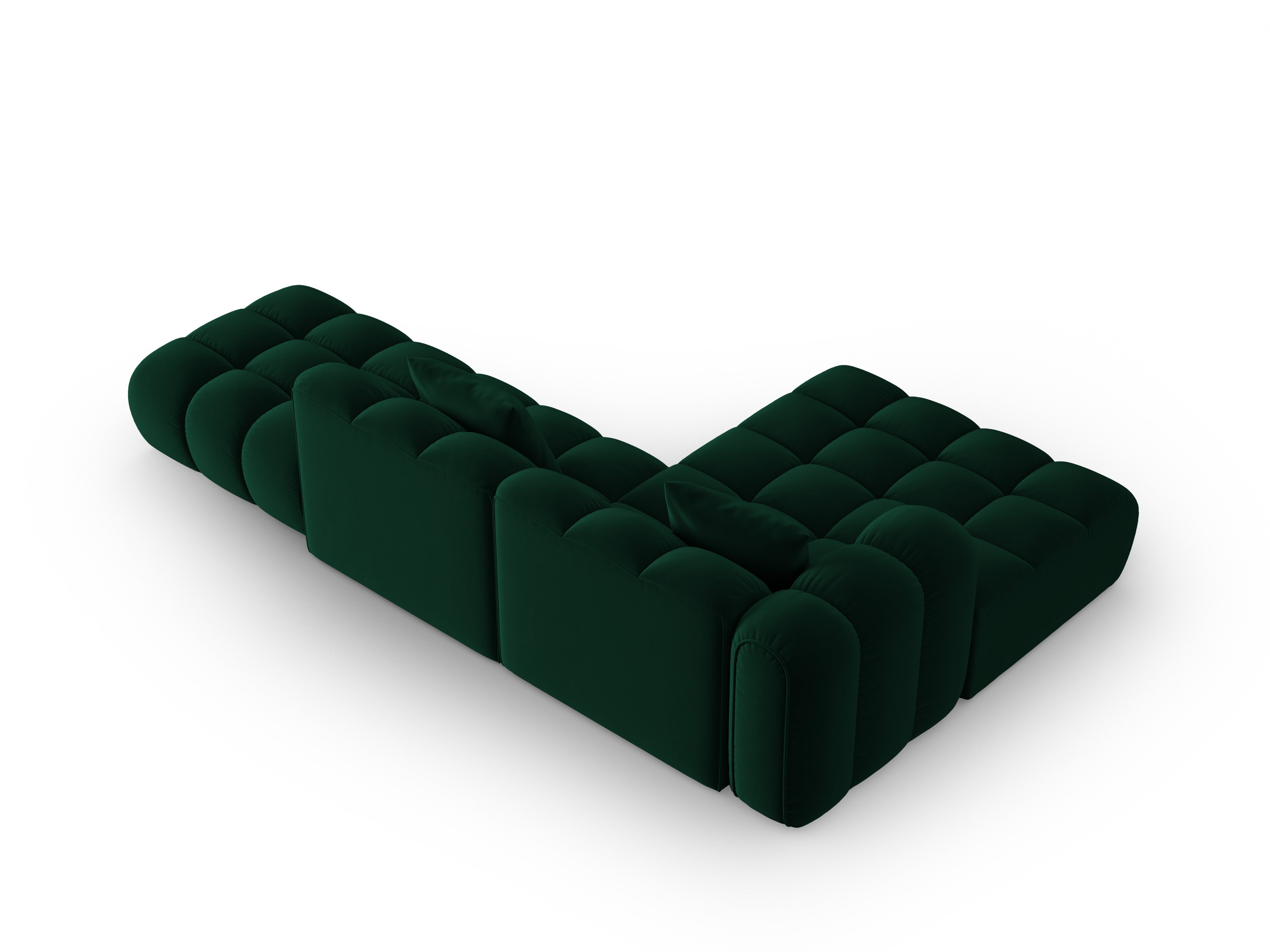 Open left-sided velvet corner sofa ASTRO bottle green