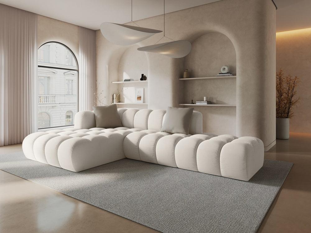 Narożnik aksamitny 5-osobowy lewostronny HALLEY jasnobeżowy Windsor & Co Eye on Design