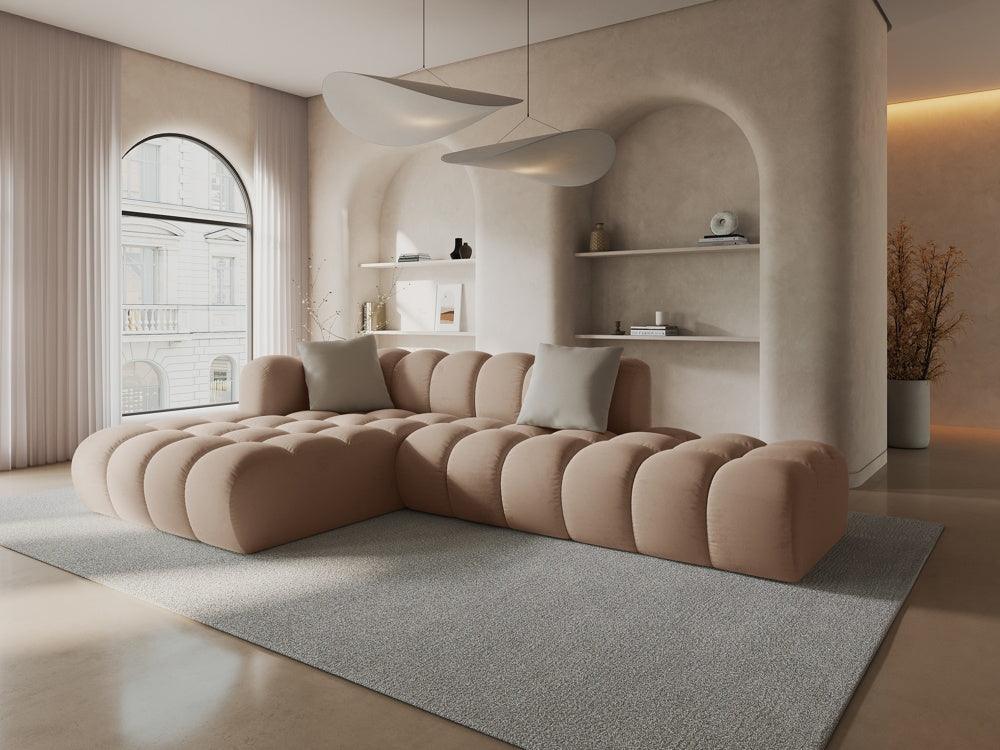 Narożnik aksamitny 5-osobowy lewostronny HALLEY beżowy Windsor & Co Eye on Design