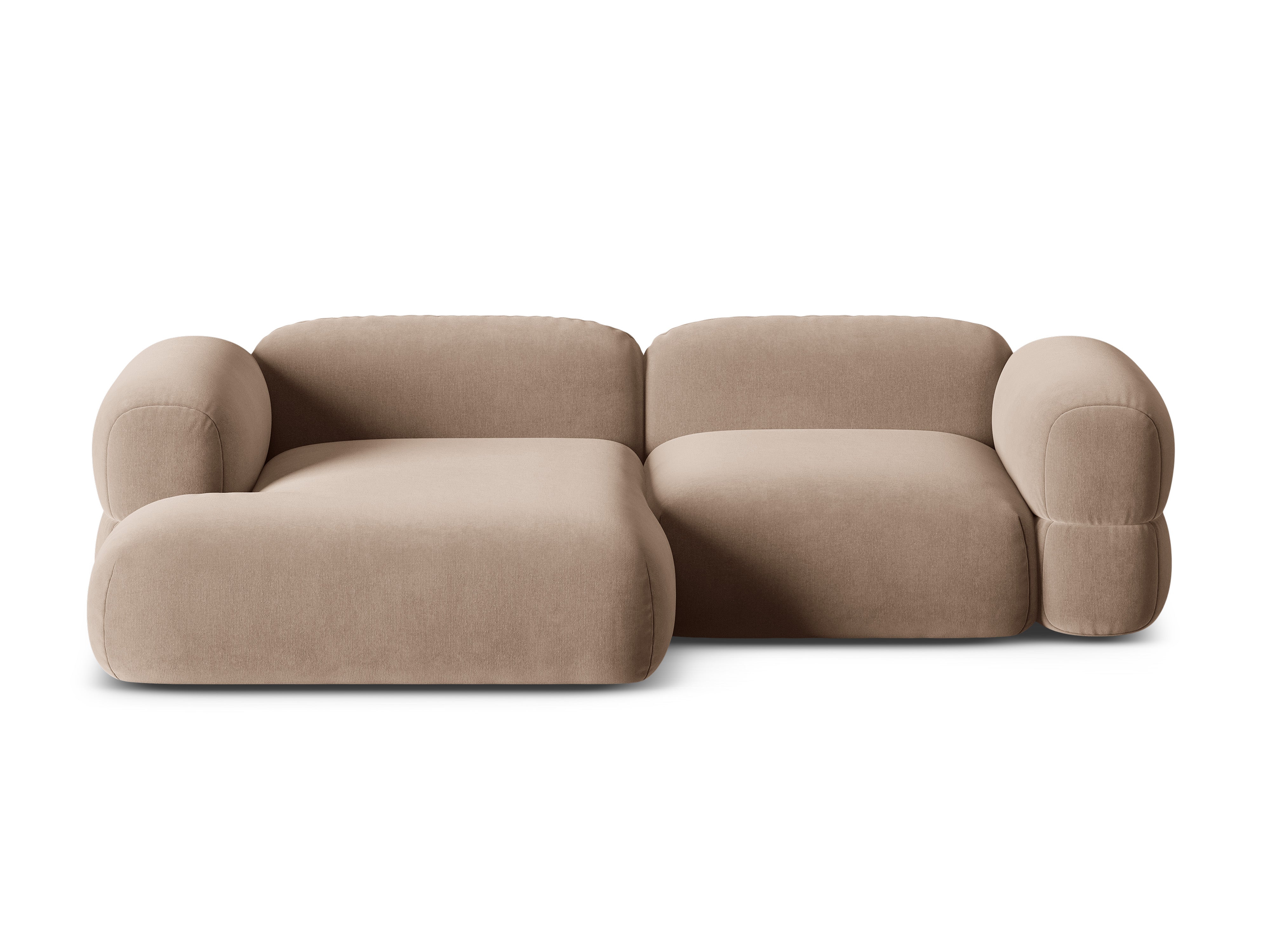 Left-facing velvet corner sofa ROGER in dark beige