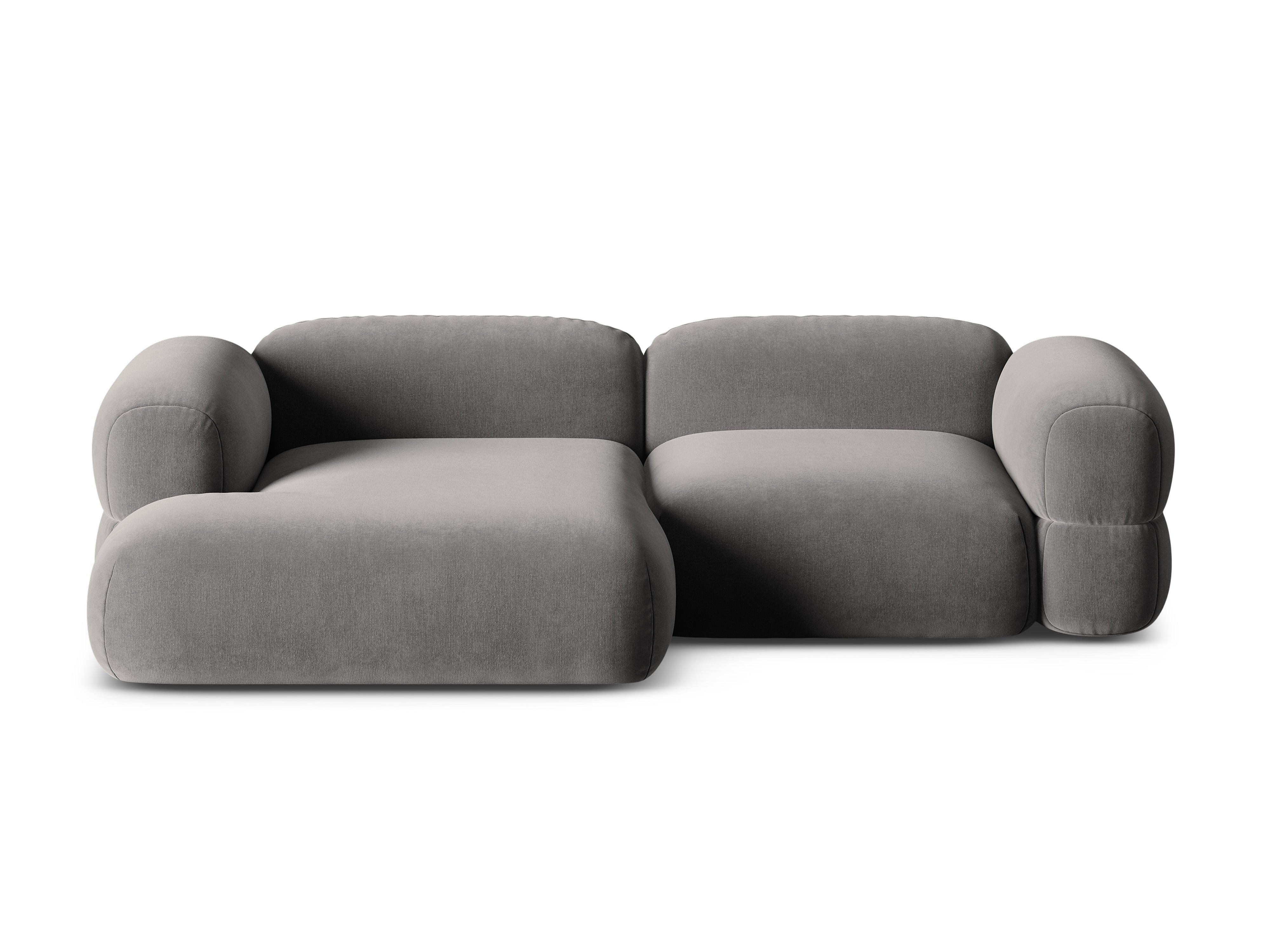 Sametový rohový gauč ROGER levý šedý