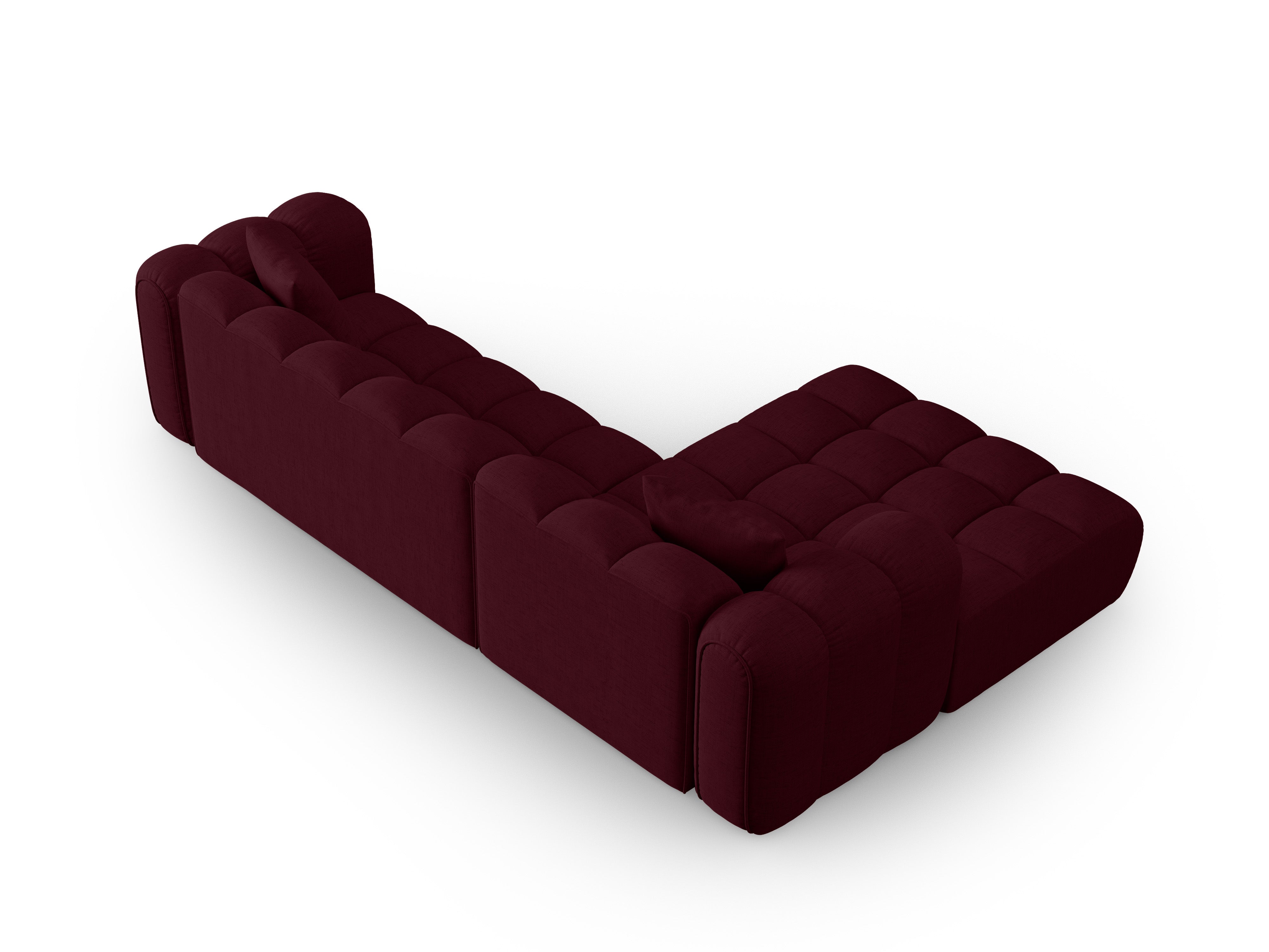 4-seater left-facing corner sofa ASTRO burgundy chenille
