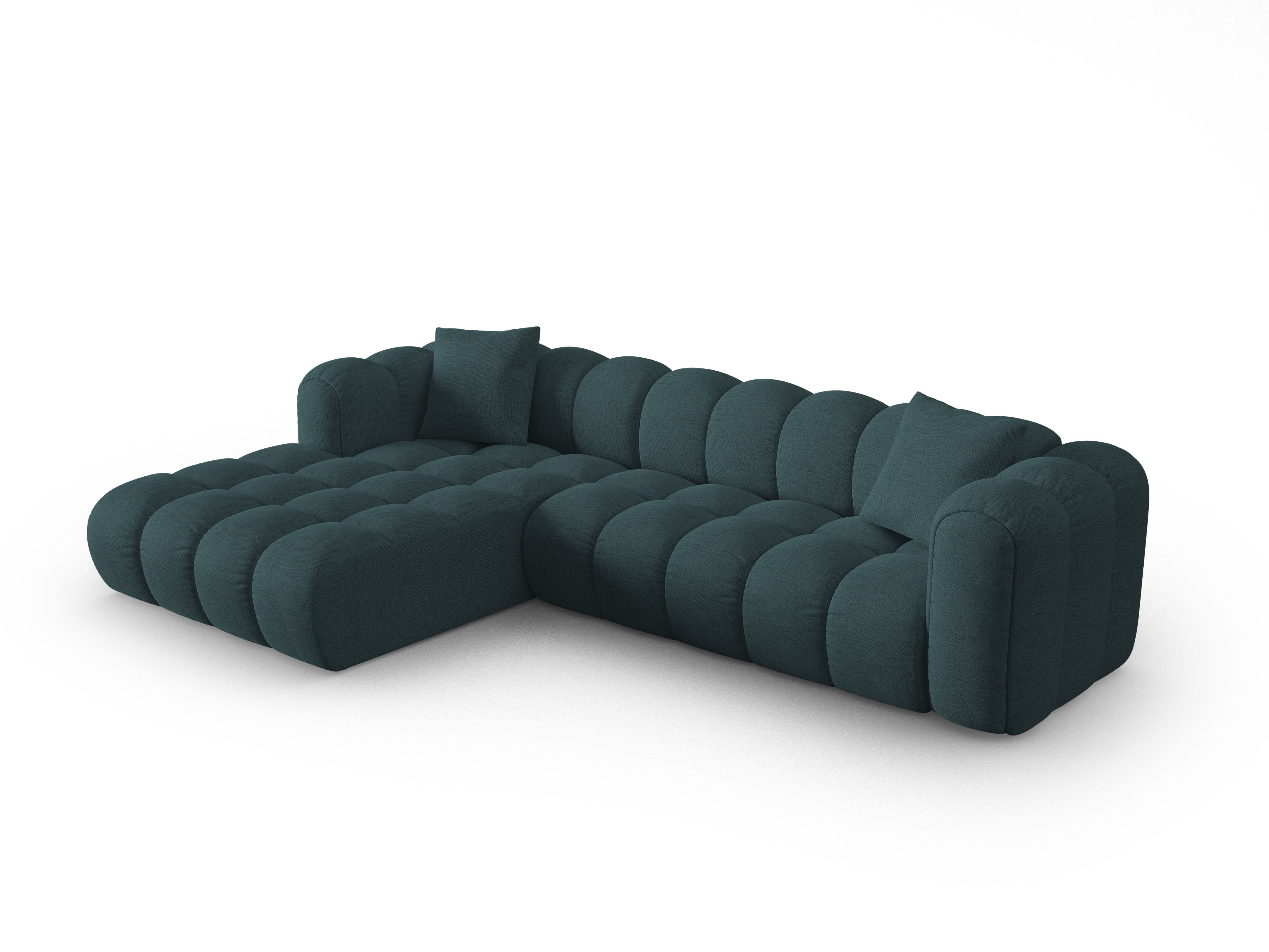 4-seater left-facing corner sofa ASTRO turquoise chenille