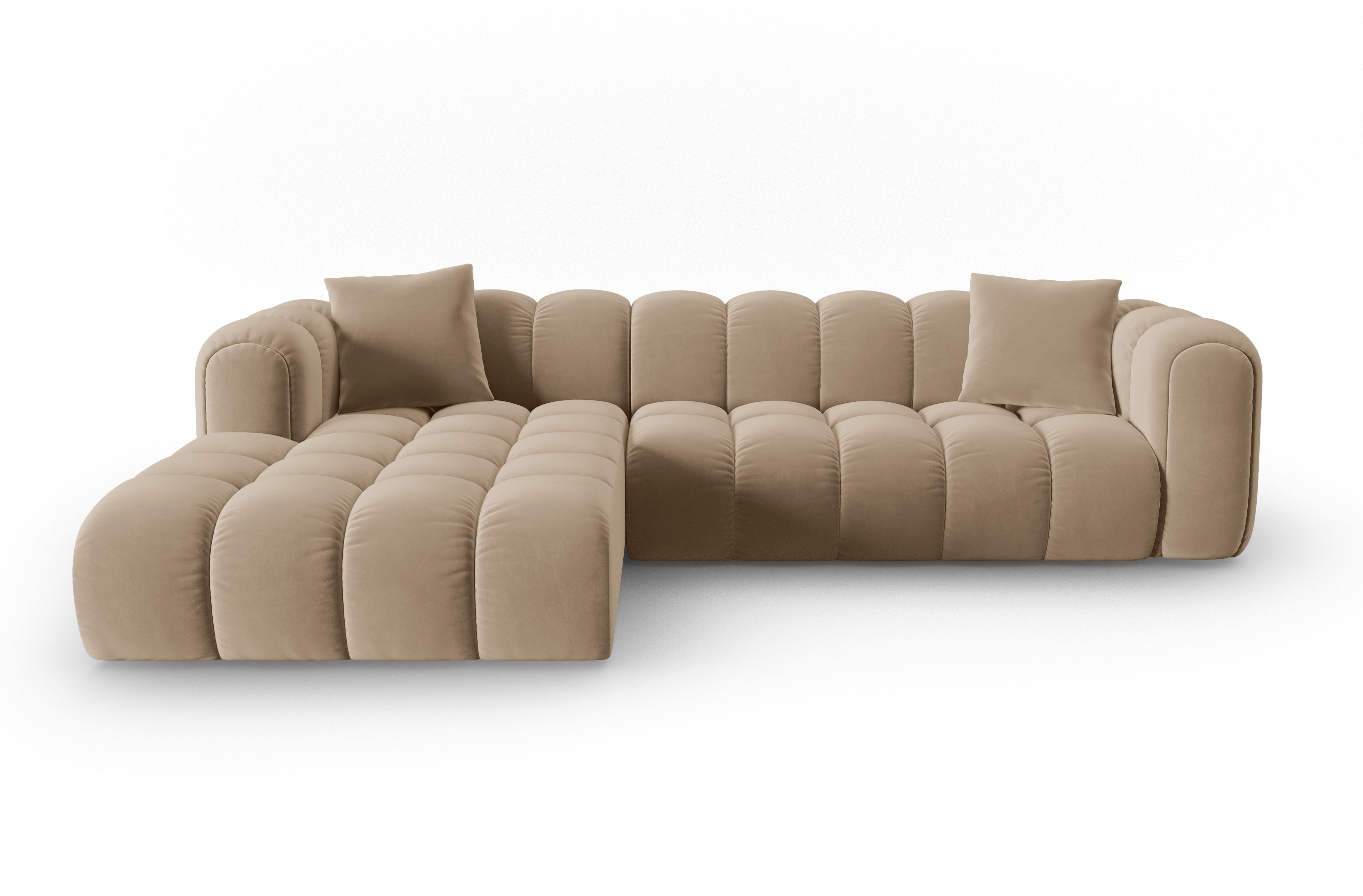 Velvet corner sofa for 4 people, left-sided, ASTRO sand