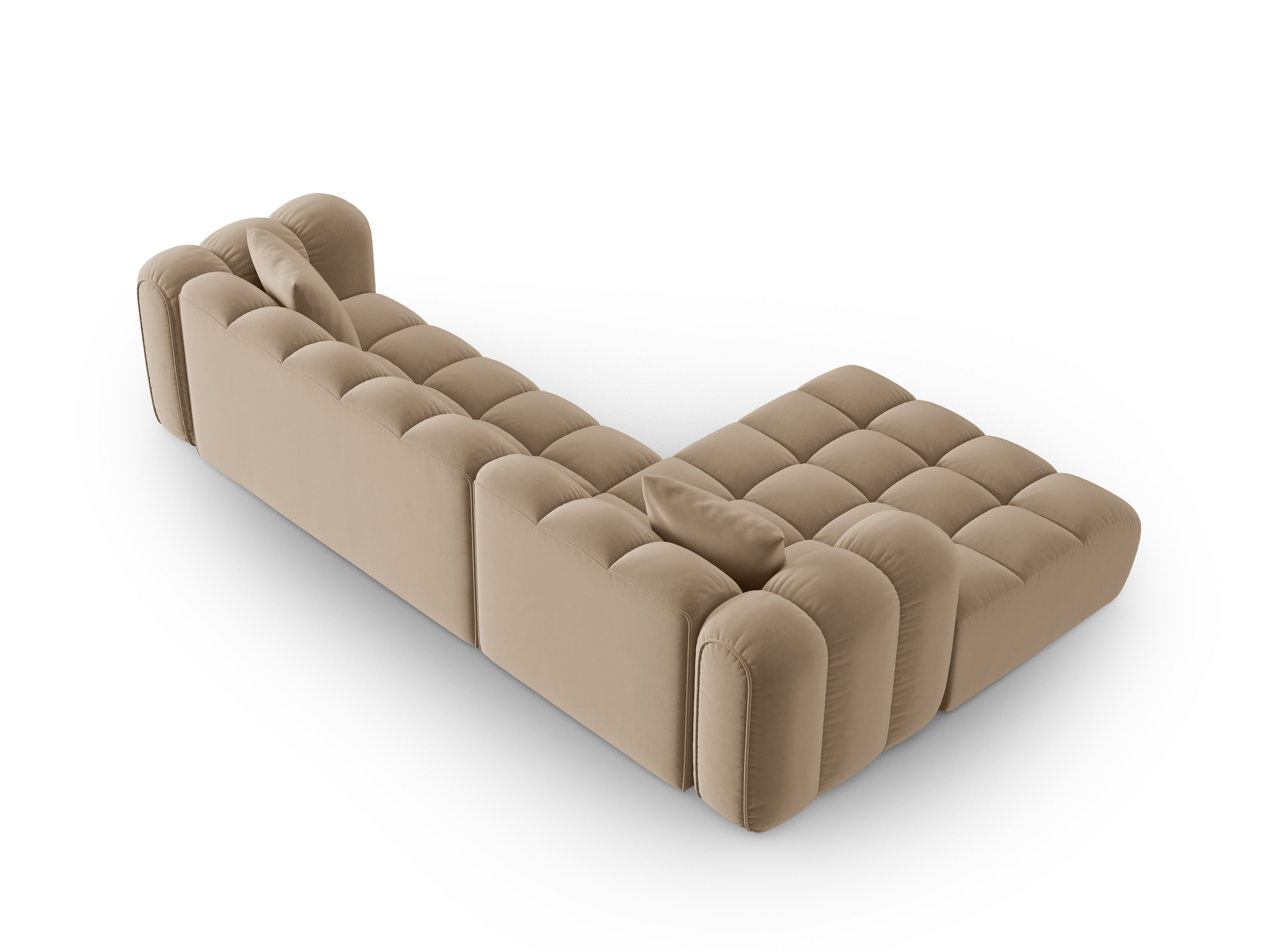 Velvet corner sofa for 4 people, left-sided, ASTRO sand