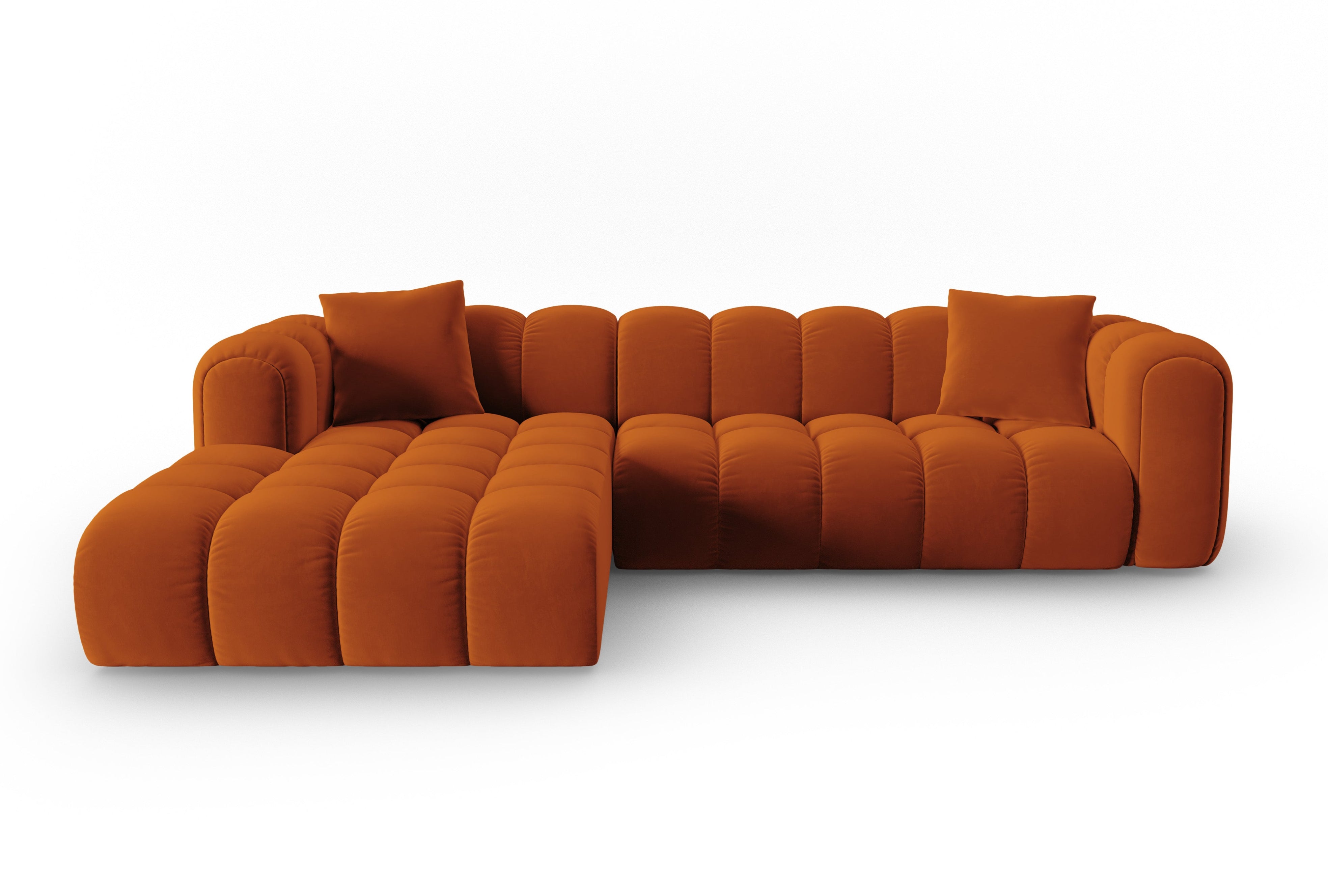 Velvet corner sofa for 4 people, left-sided ASTRO in rust
