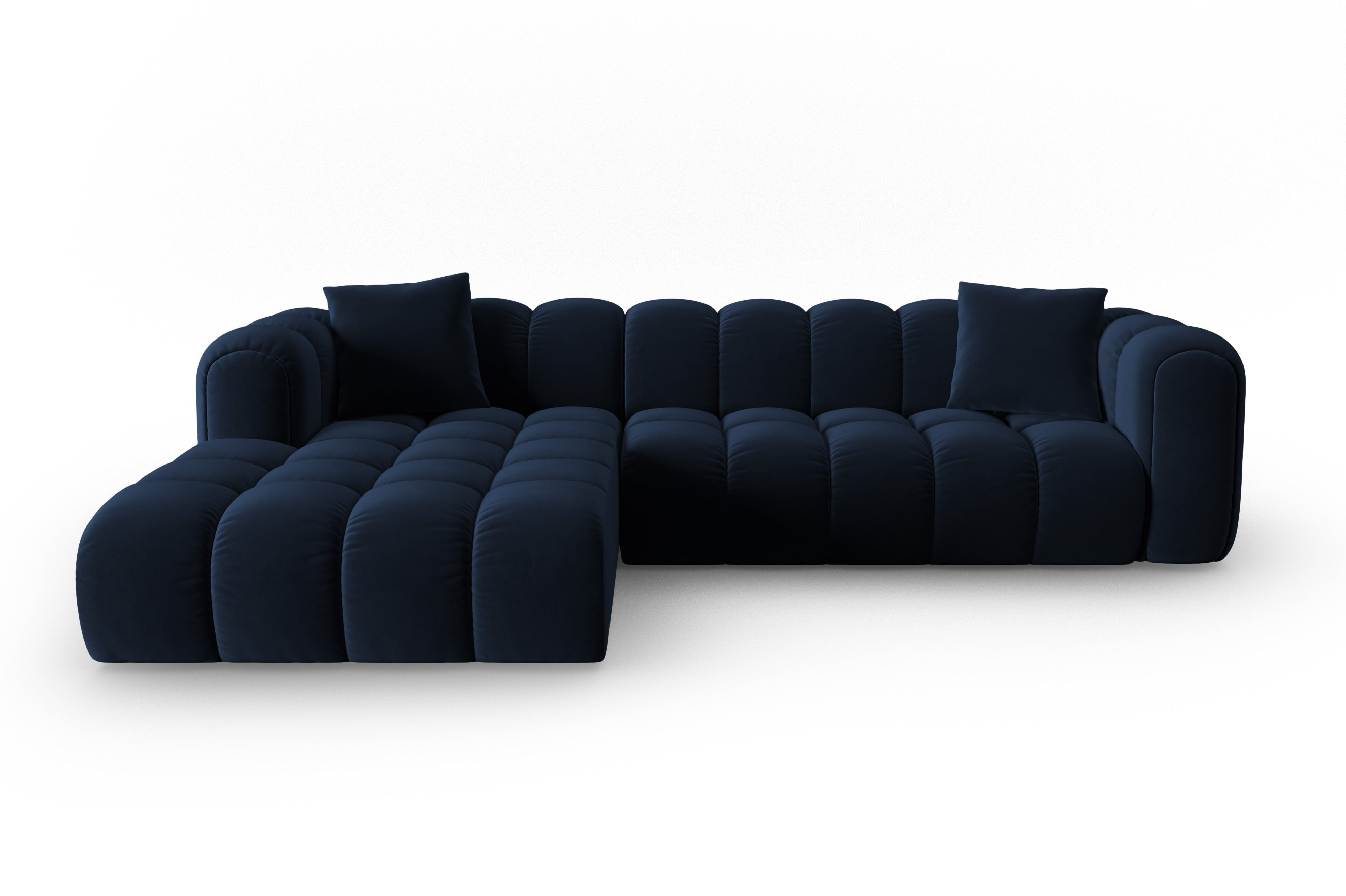 Left-facing velvet corner sofa for 4 people ASTRO royal blue