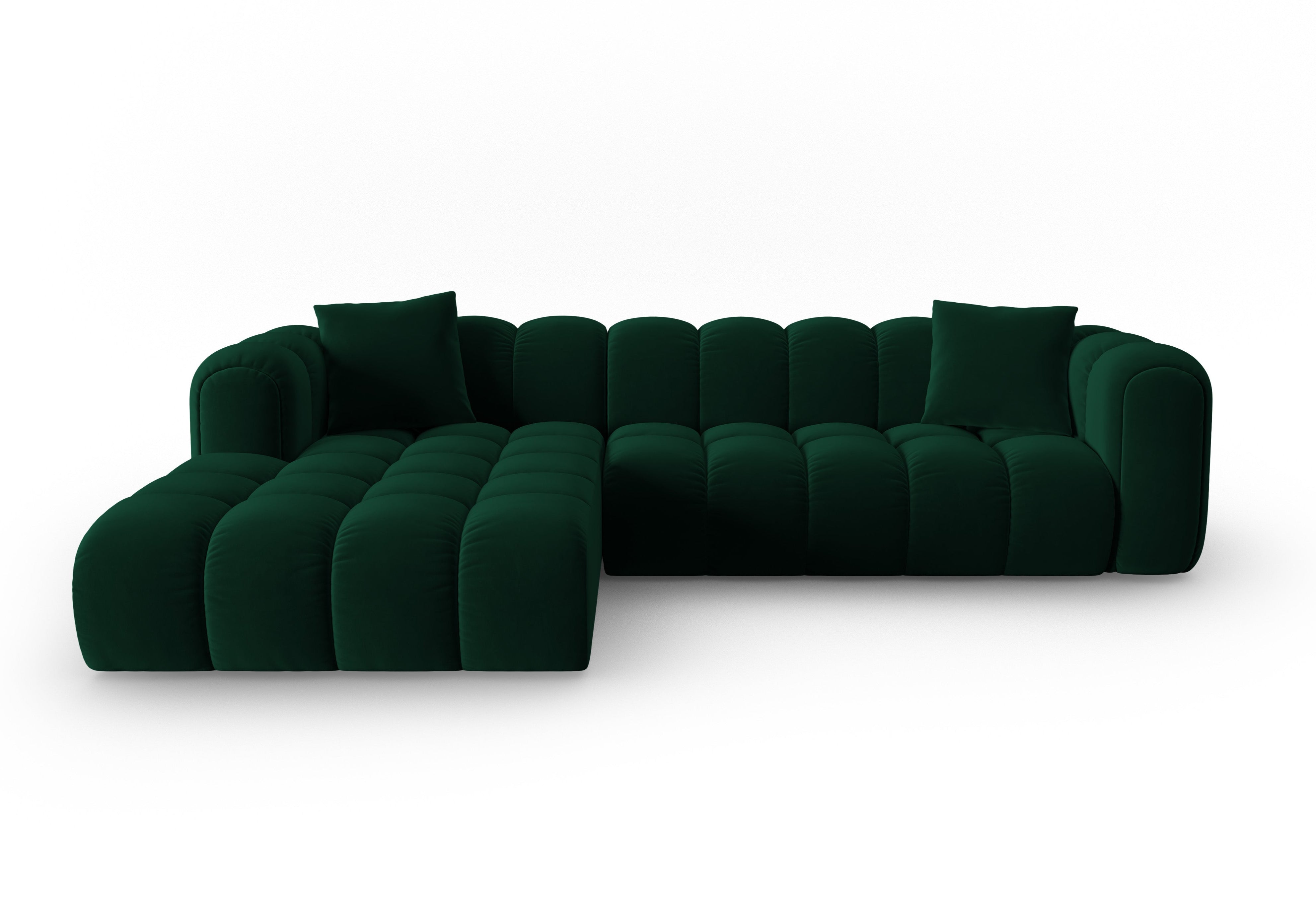 Velvet corner sofa for 4 people, left-sided, ASTRO, bottle green