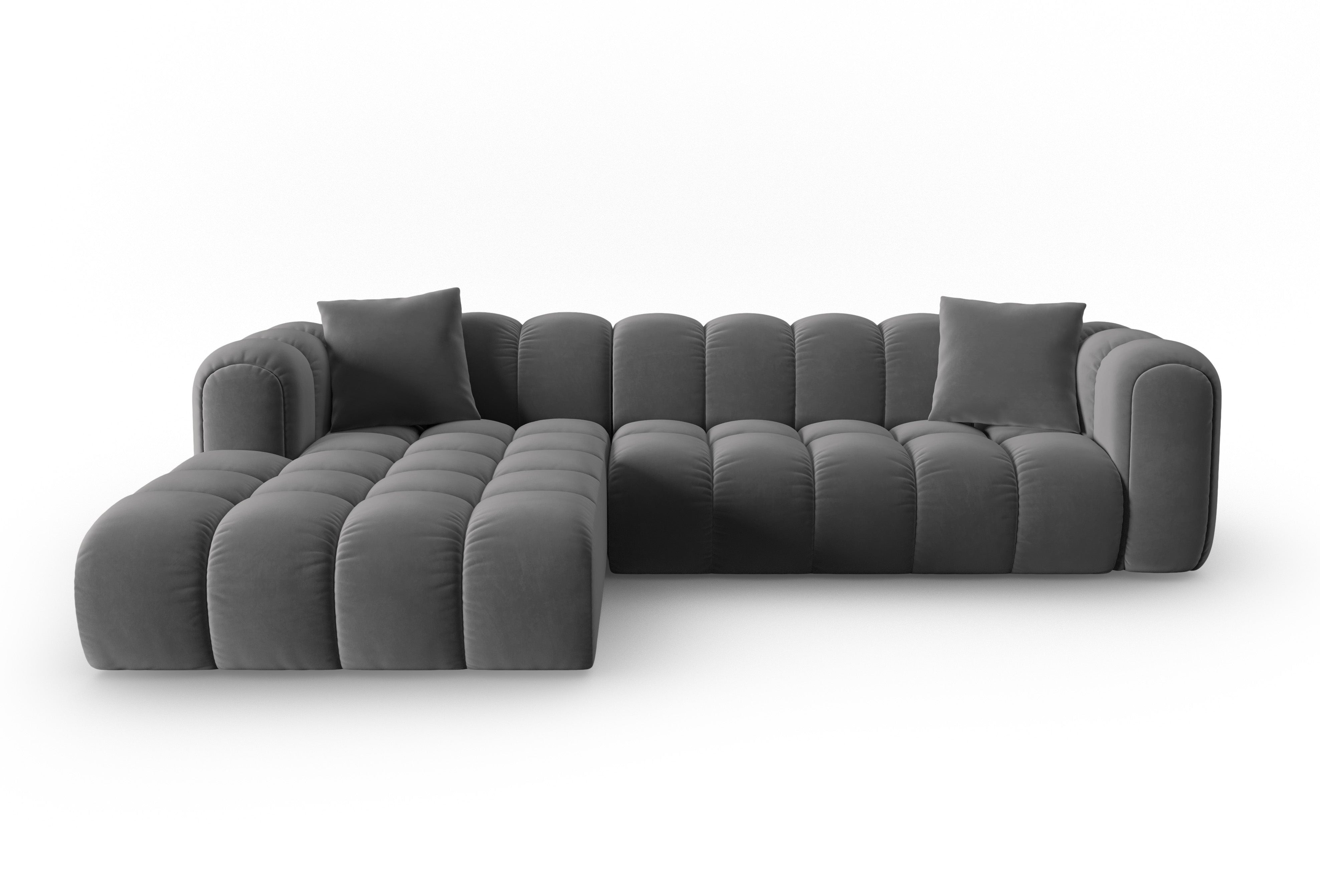 Velvet corner sofa for 4 people, left-sided ASTRO gray