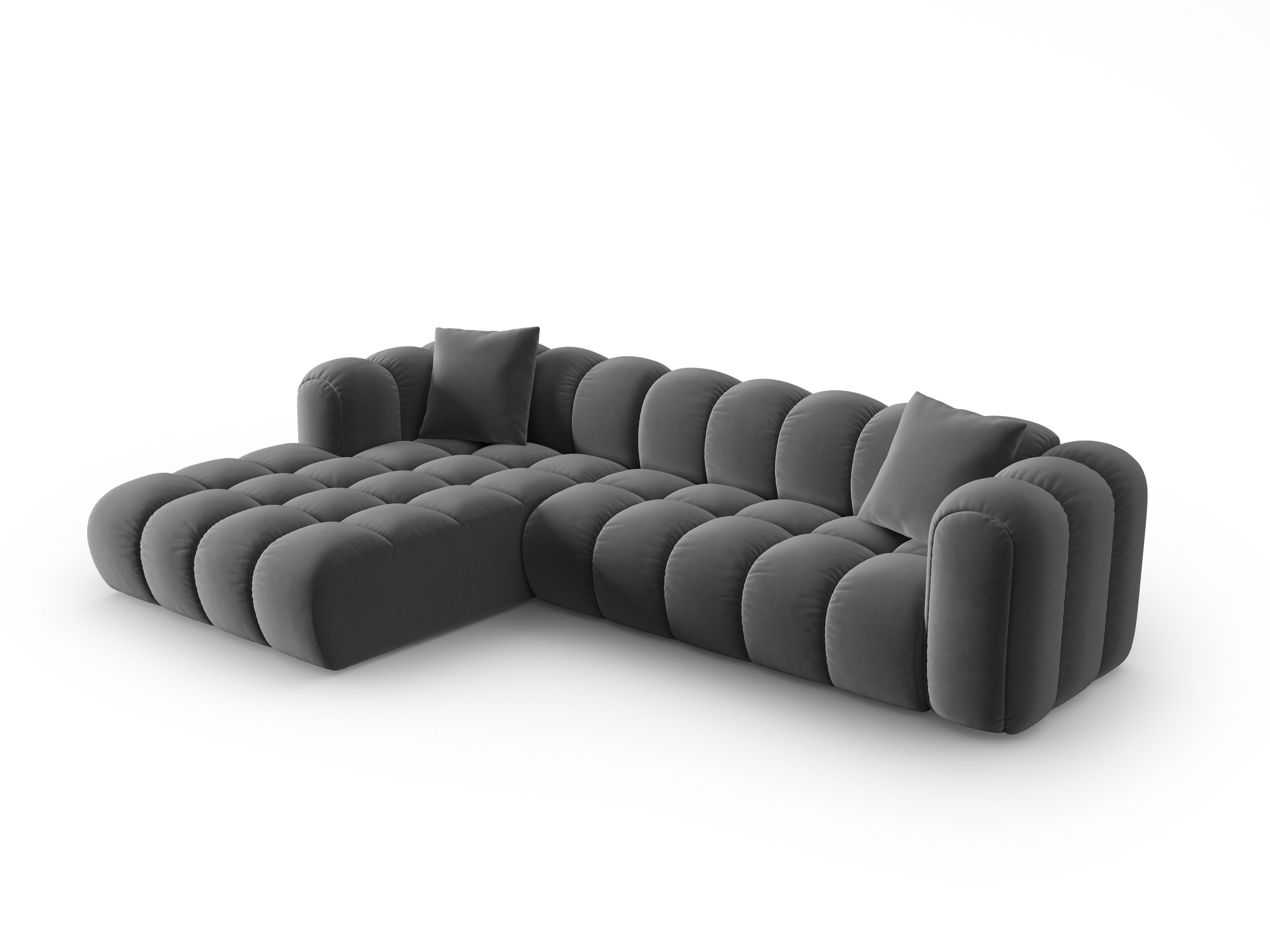 Velvet corner sofa for 4 people, left-sided ASTRO gray