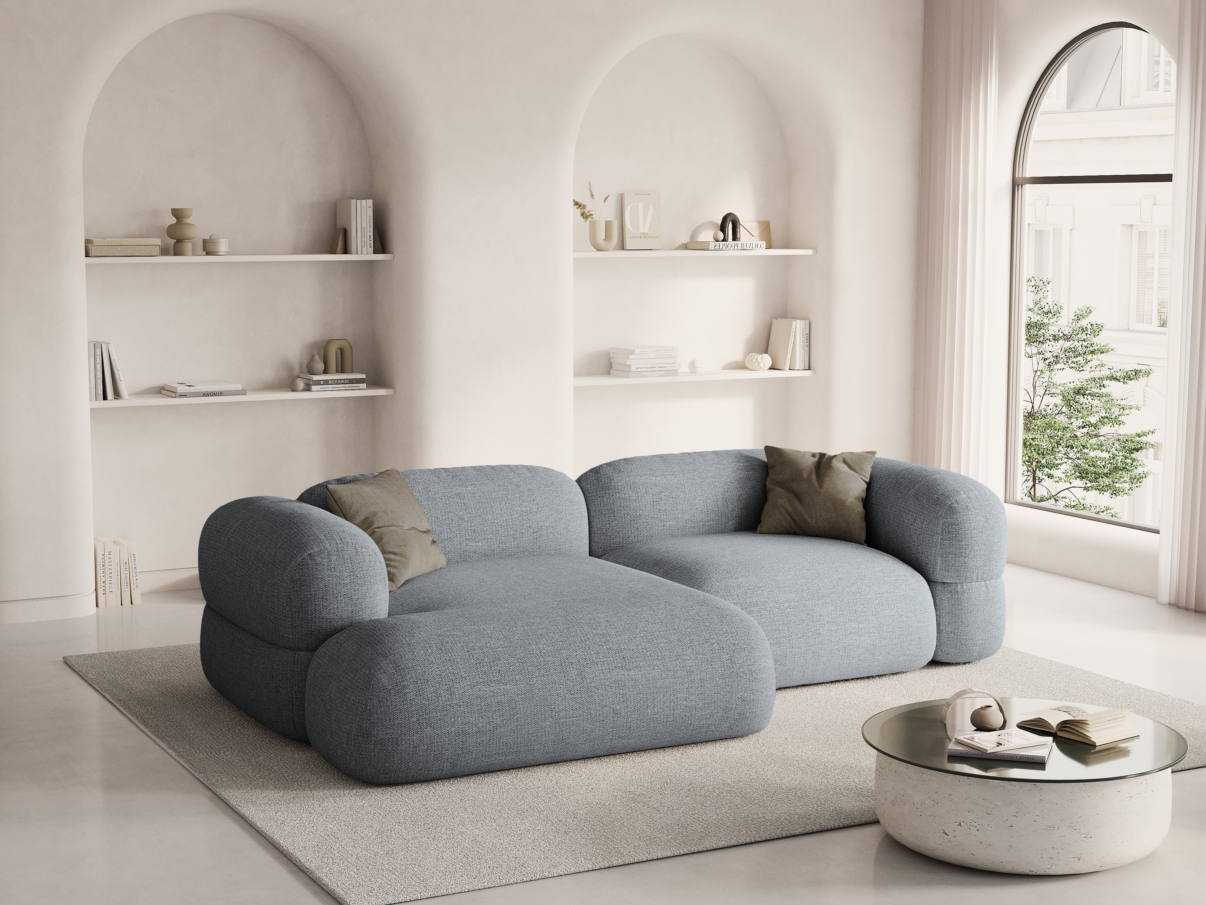 Rohová sedačka ROGER šedý šenil