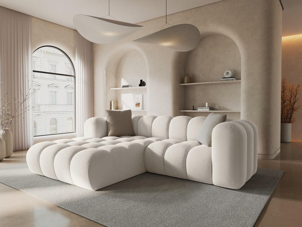 Narożnik aksamitny 3-osobowy lewostronny HALLEY jasnobeżowy Windsor & Co Eye on Design