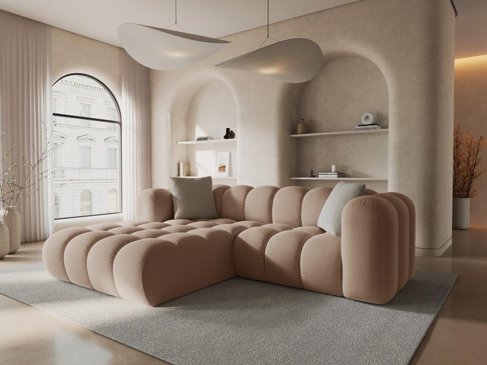 Narożnik aksamitny 3-osobowy lewostronny HALLEY beżowy Windsor & Co Eye on Design