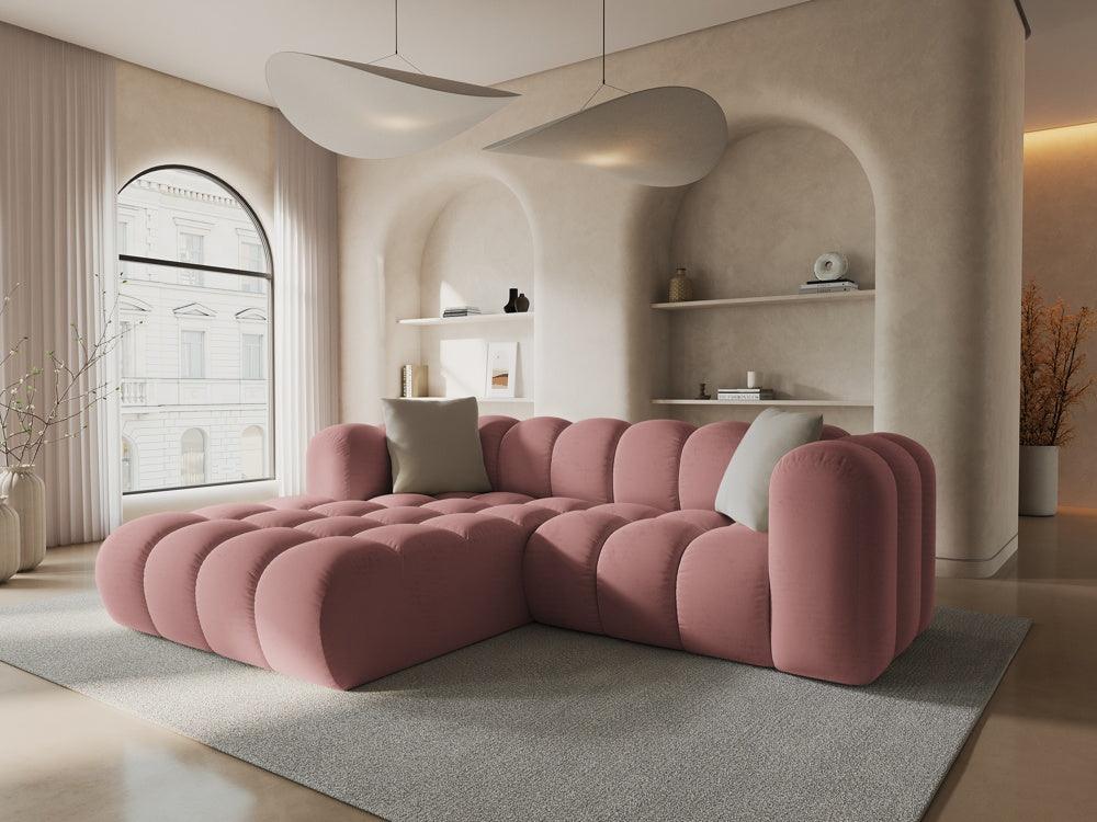 Narożnik aksamitny 3-osobowy lewostronny HALLEY różowy Windsor & Co Eye on Design