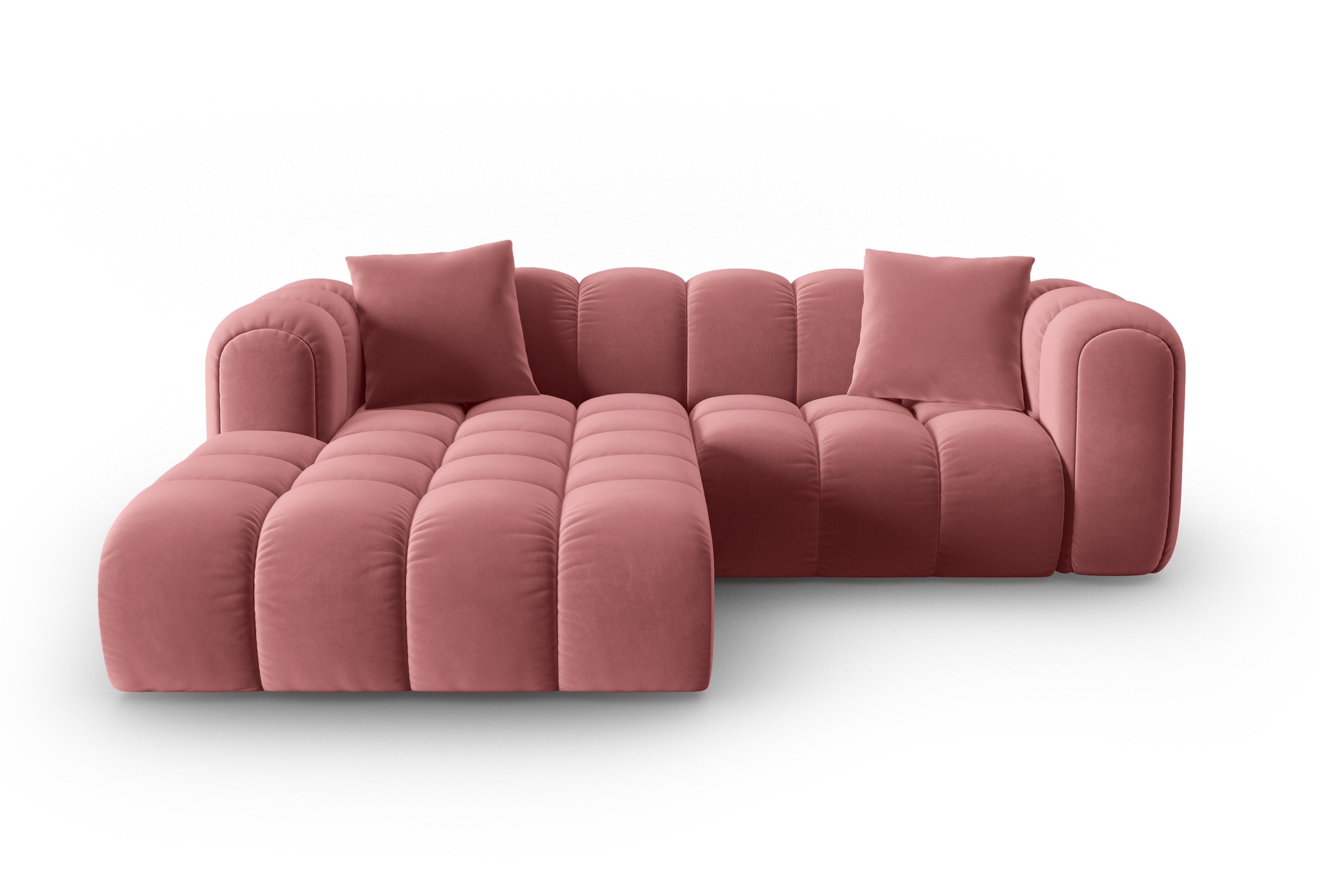 Velvet corner sofa for three people, left-sided, ASTRO, pink