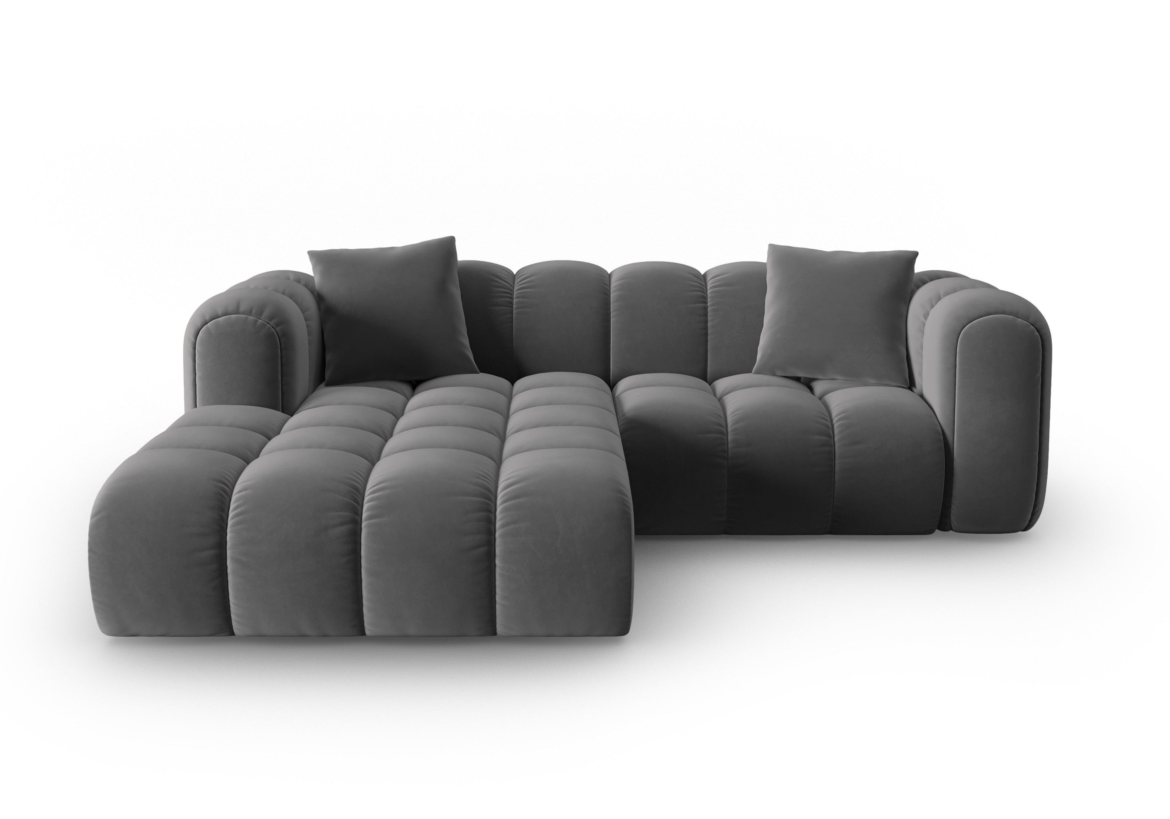 Sametový rohový gauč pro 3 osoby levý ASTRO šedý