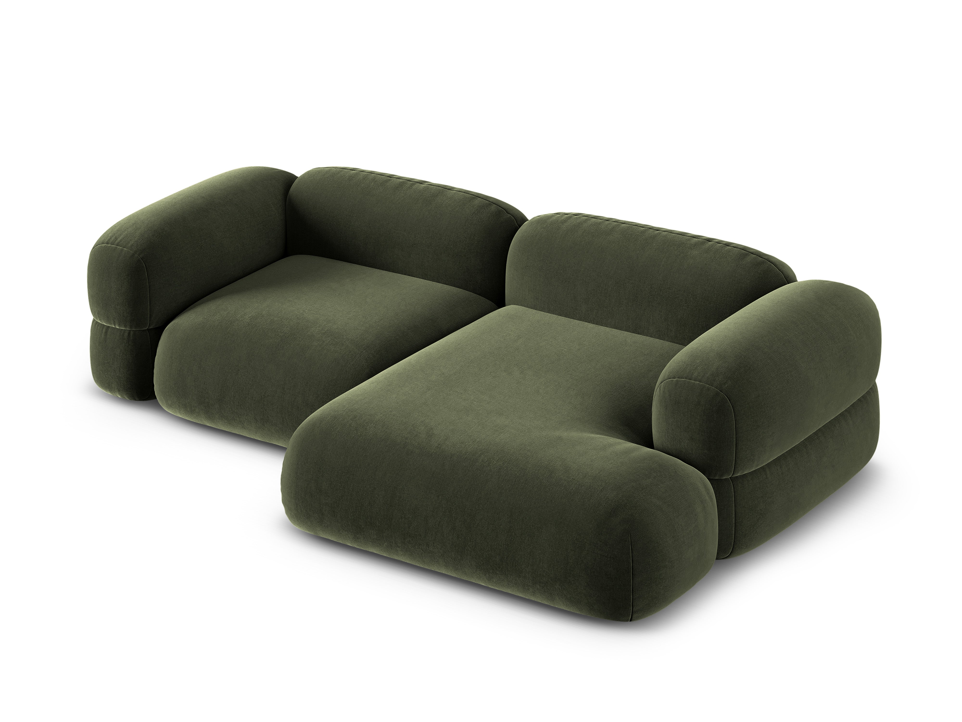 Right-facing velvet corner sofa ROGER olive