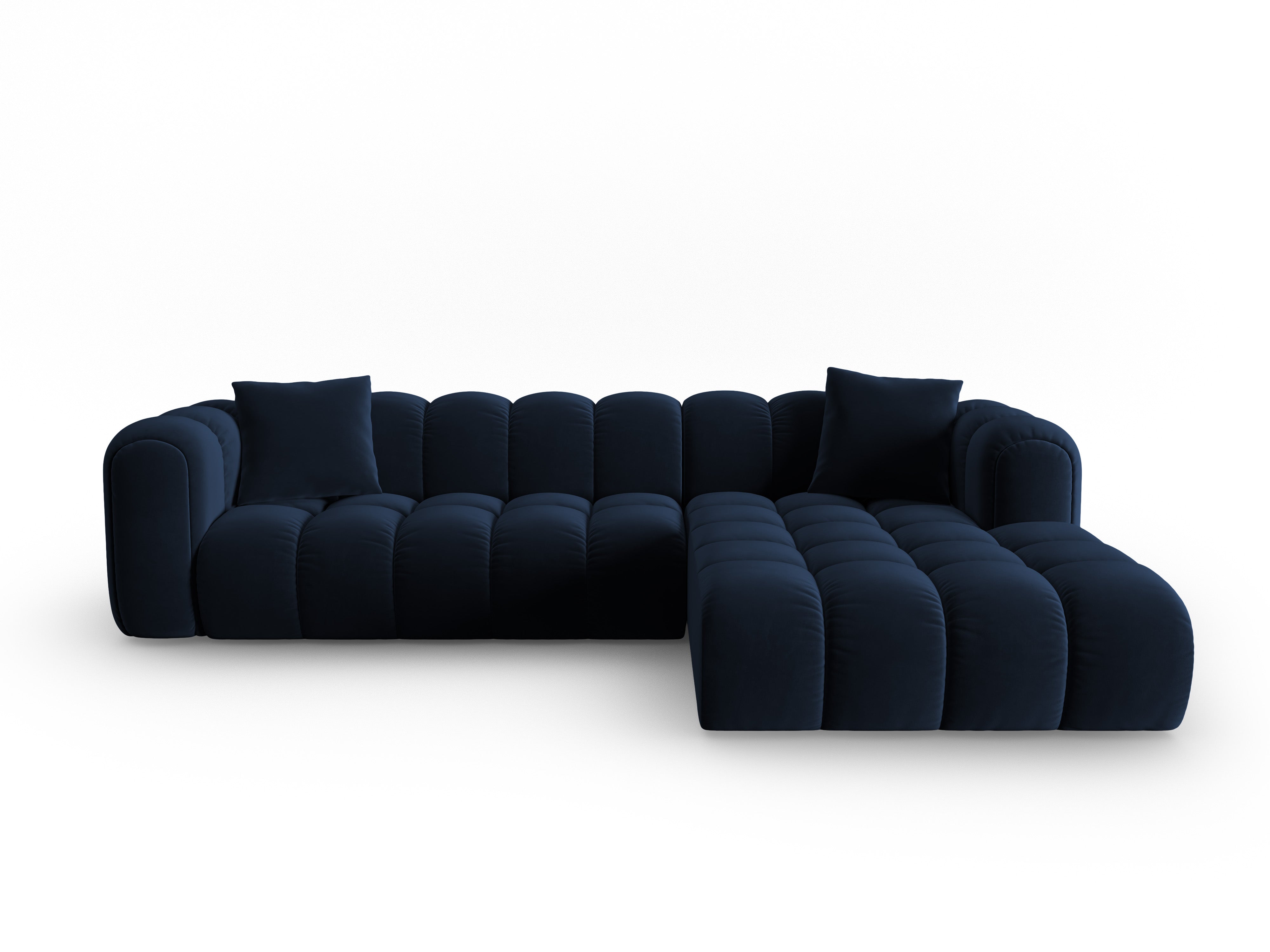 Velvet corner sofa for 4 people right-facing ASTRO royal blue