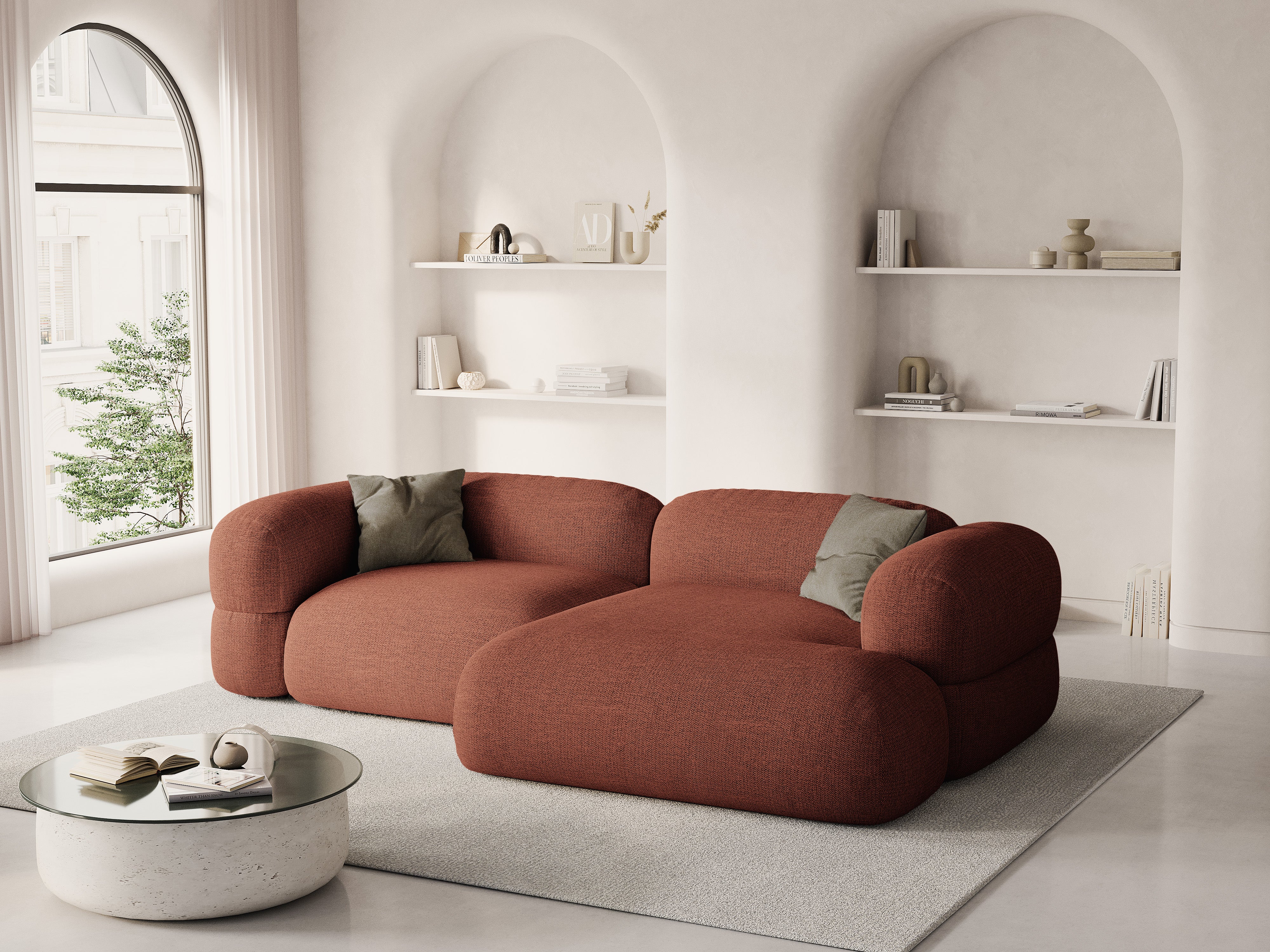 Rohová sedačka ROGER korálový šenil