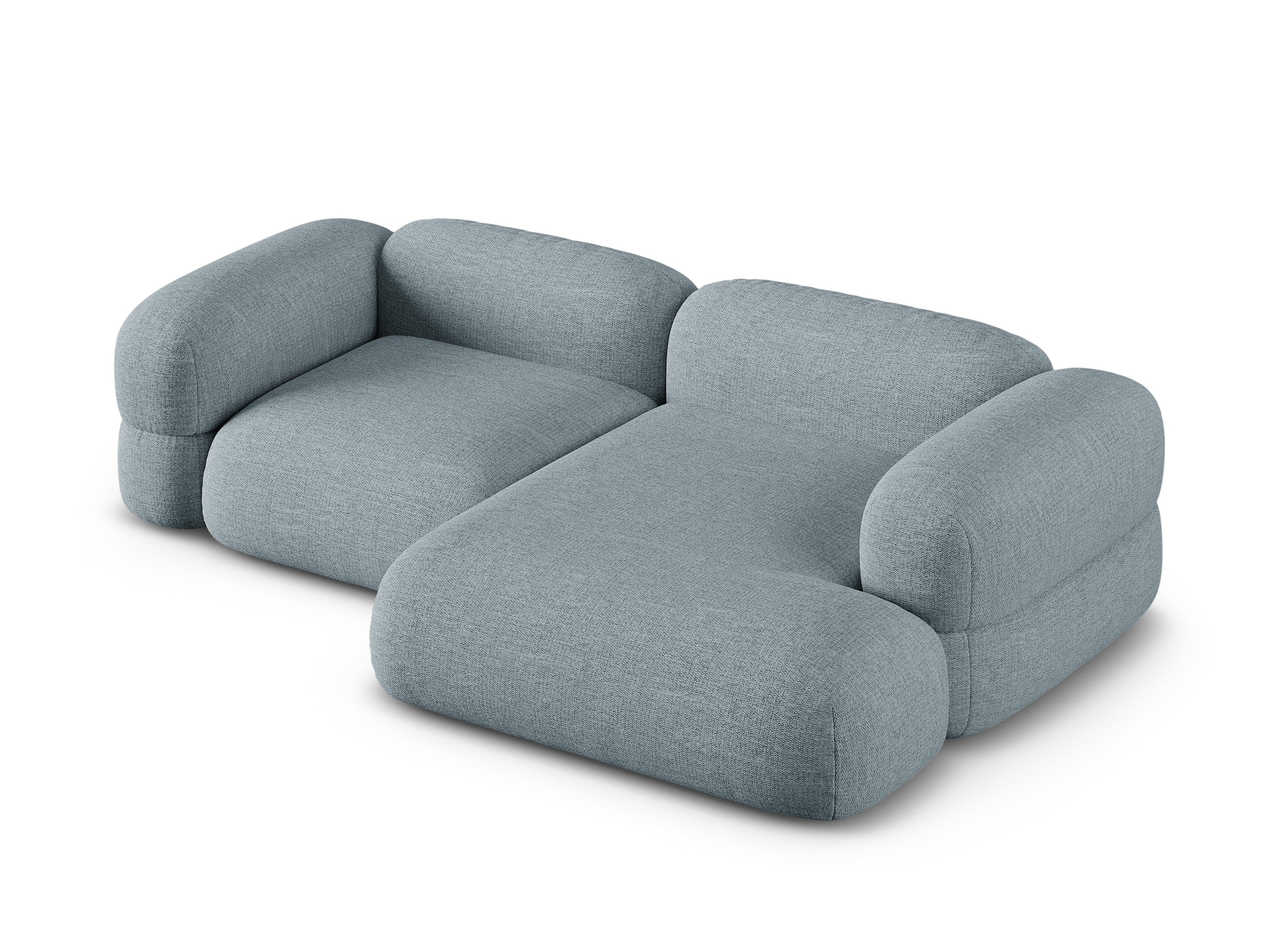 Right-sided corner sofa ROGER blue chenille