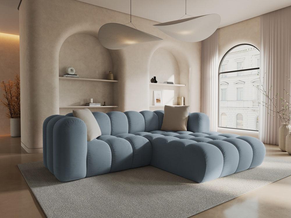 Narożnik aksamitny 3-osobowy prawostronny HALLEY jasnoniebieski Windsor & Co Eye on Design