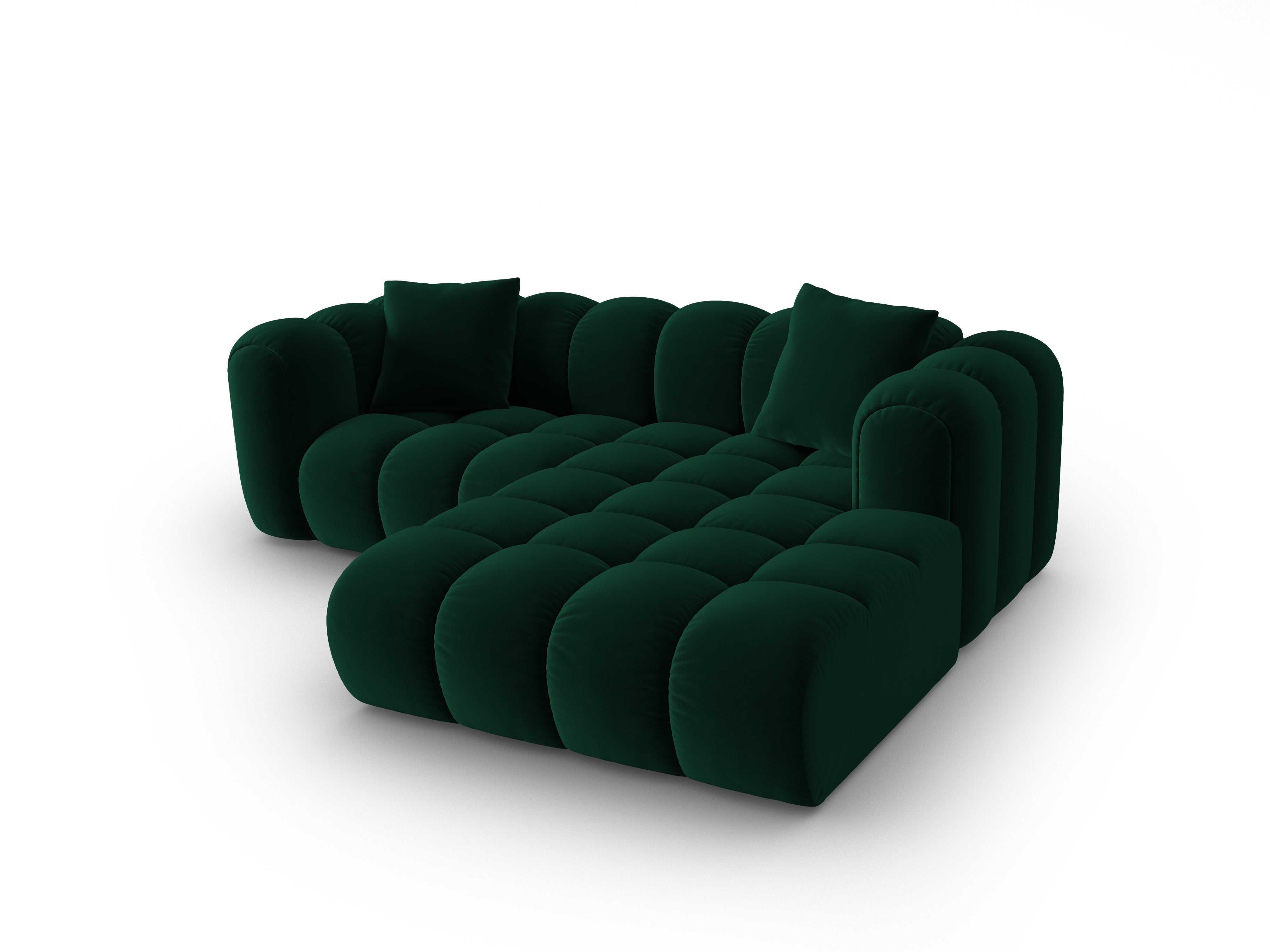 Velvet corner sofa for three people, right-facing, ASTRO, bottle green