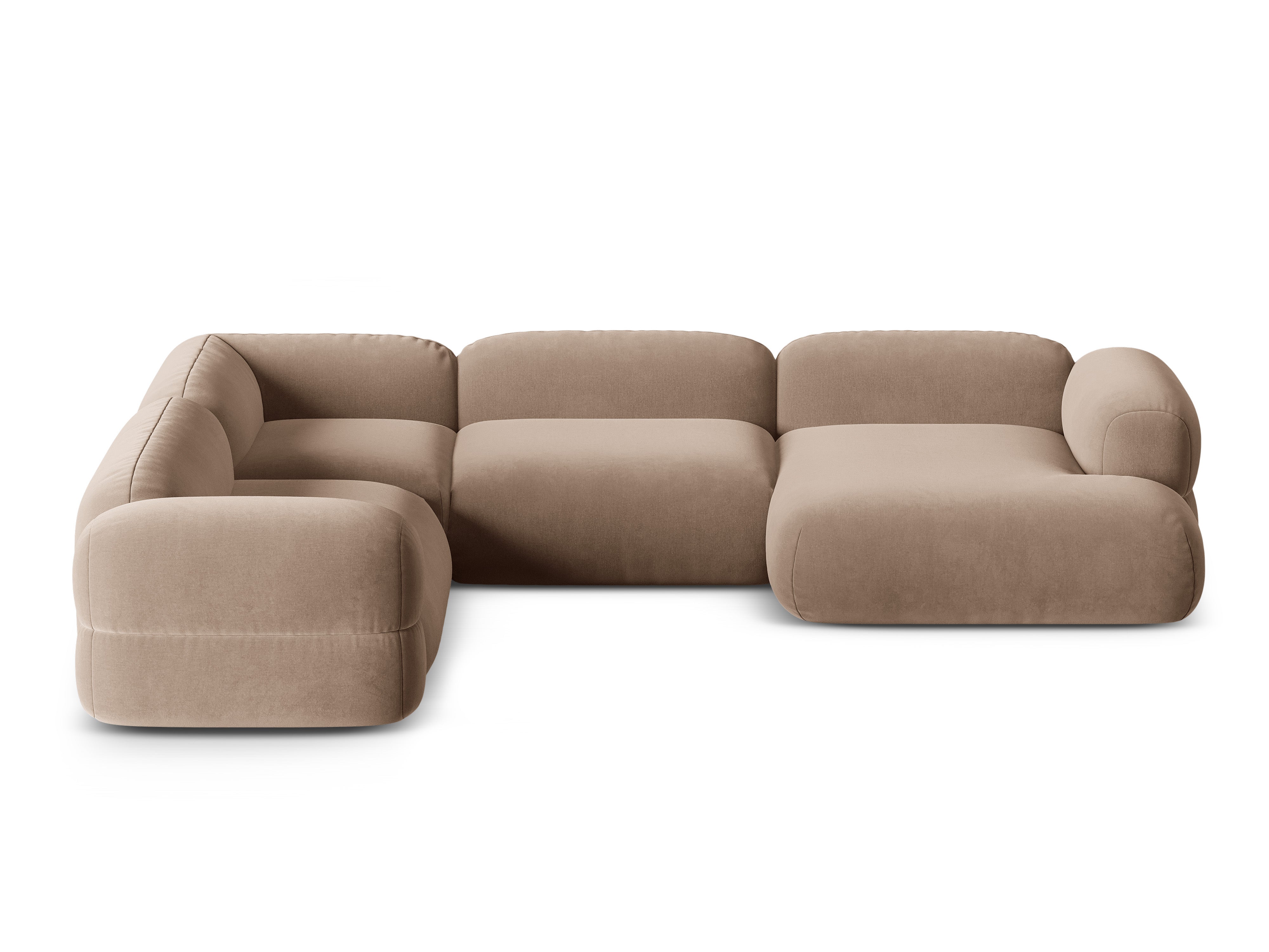 Left-facing U-shaped velvet corner sofa ROGER in dark beige