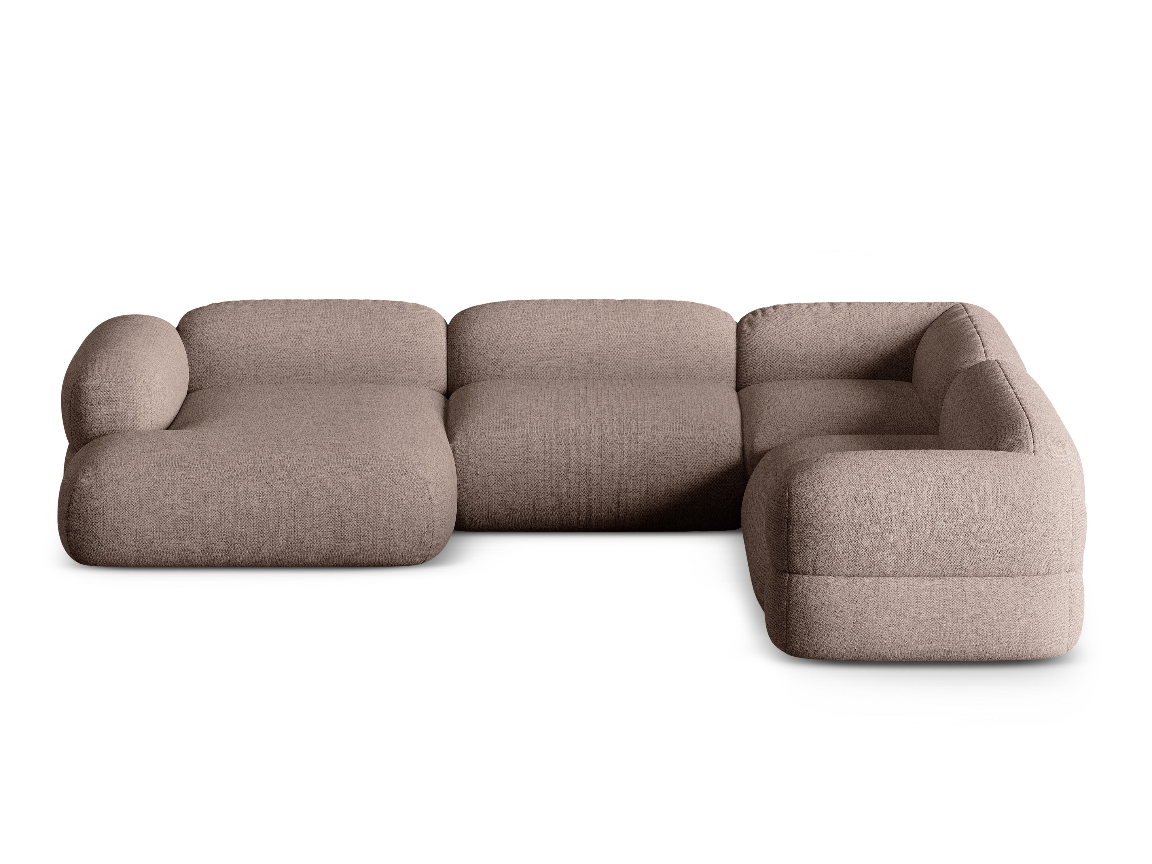 Right-facing U-shaped corner sofa ROGER cappuccino chenille