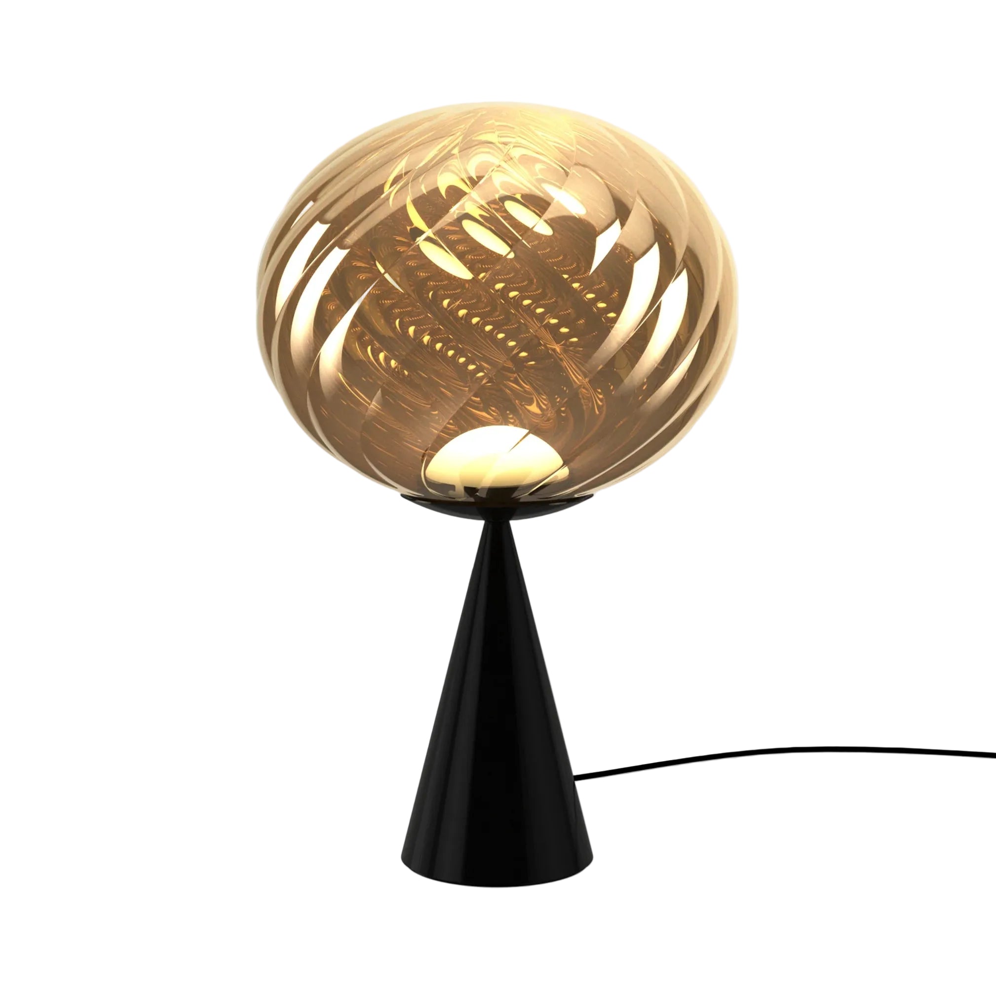 Stolní lampa WHIRL zlatá s černým podstavcem