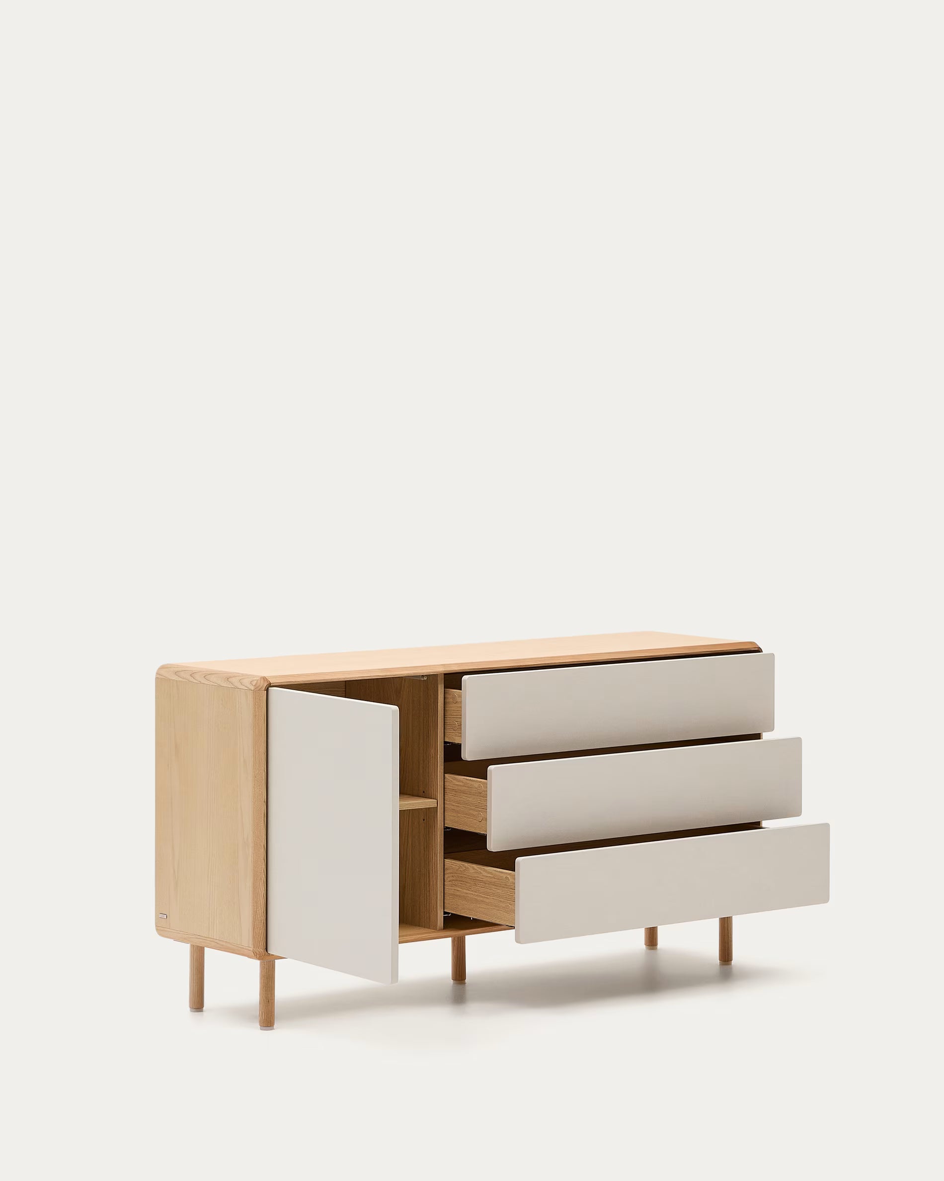 ANIELLE Chest of Drawers in Light Gray with Wood