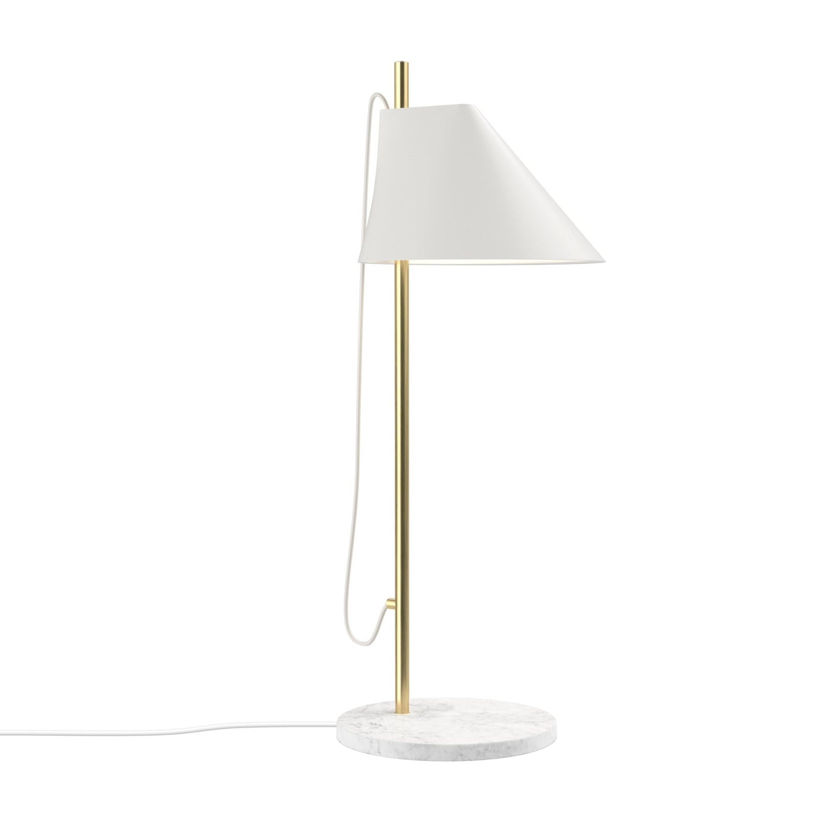 Stolní lampa YUH bílá s mosazným podstavcem