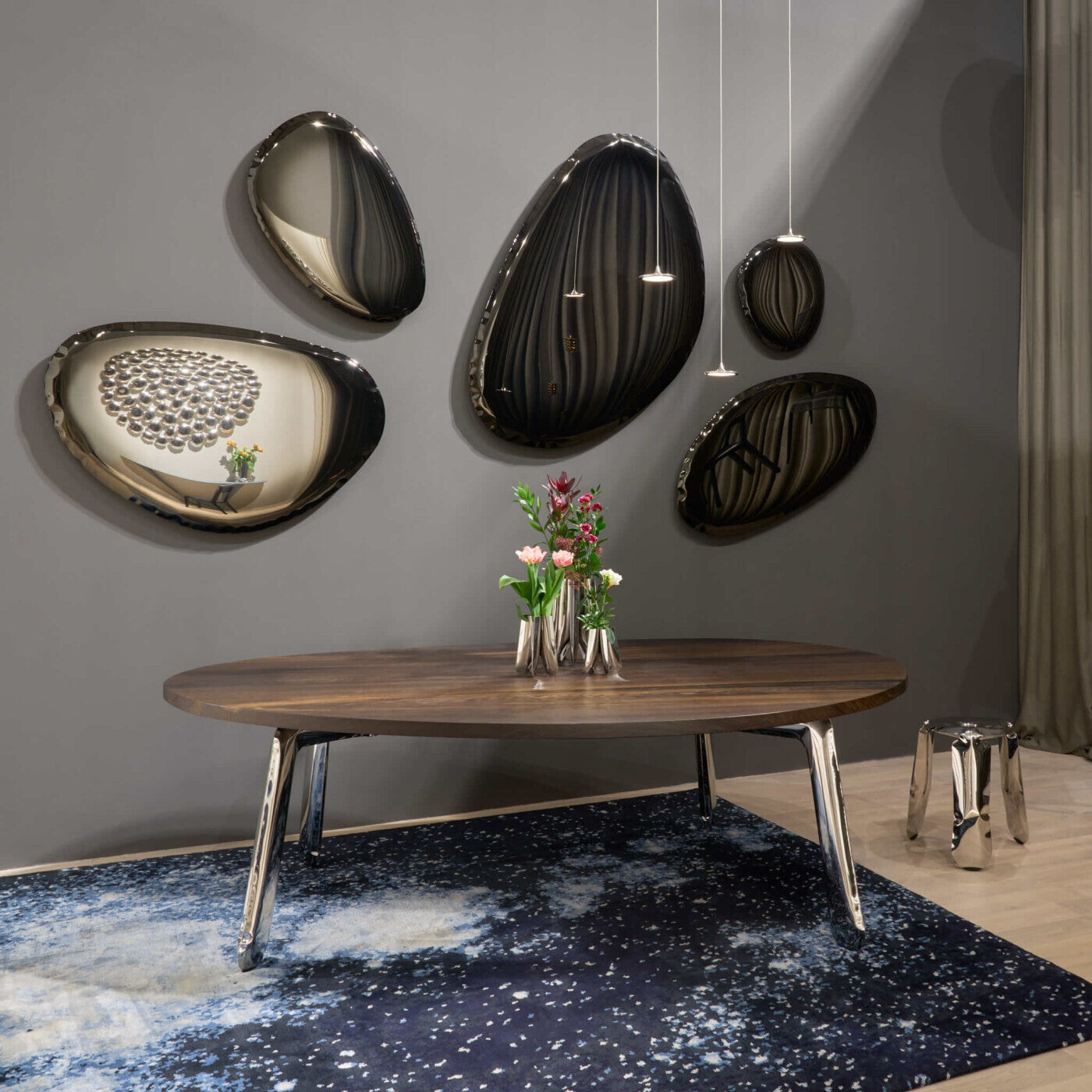 Sada závěsných lamp LUNA inox