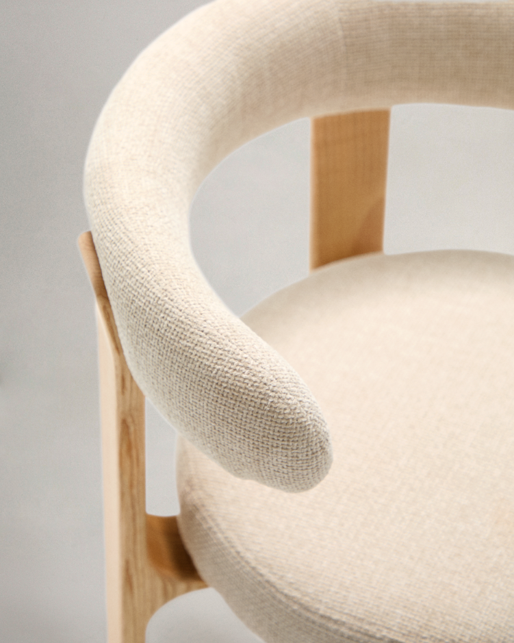 GRANITE chair in beige chenille with an ash base