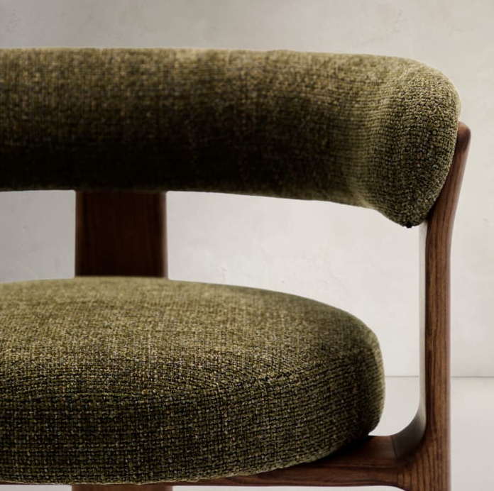 GRANITE chair in green chenille with a dark ash base